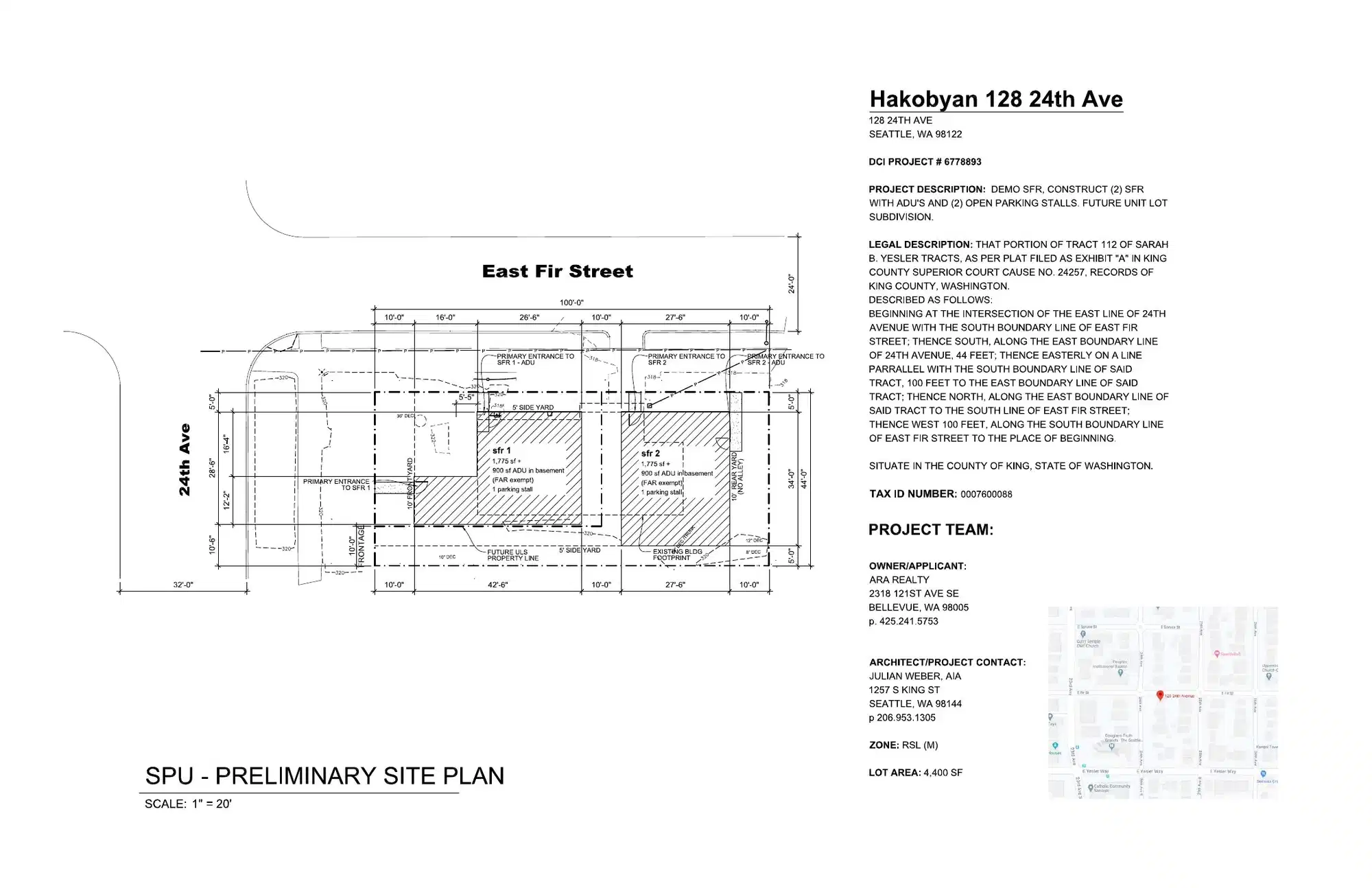 Site plan for 128 24th Ave