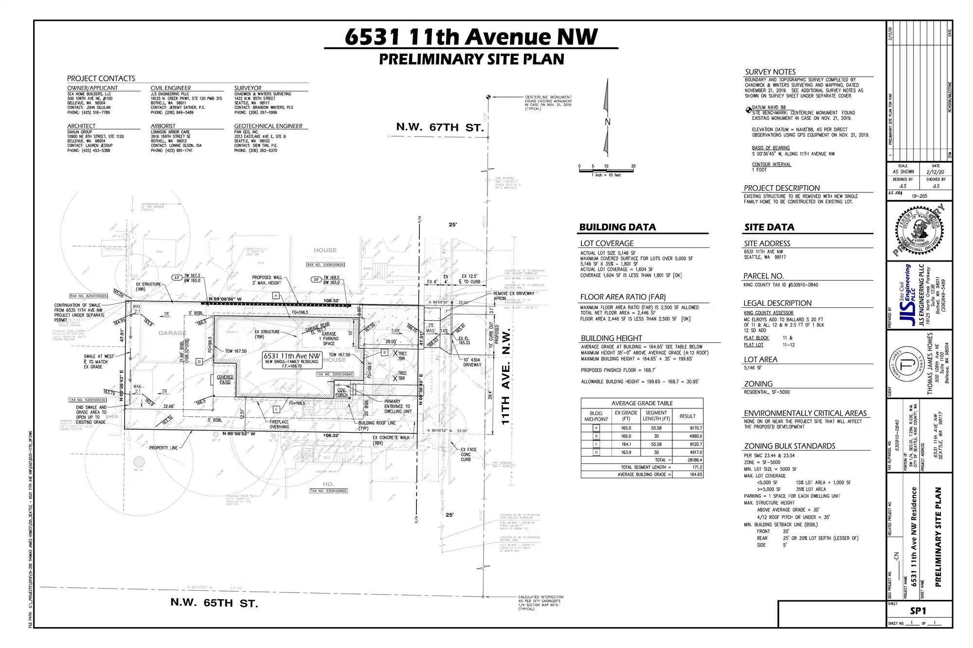Site plan for 6531 11th Ave NW