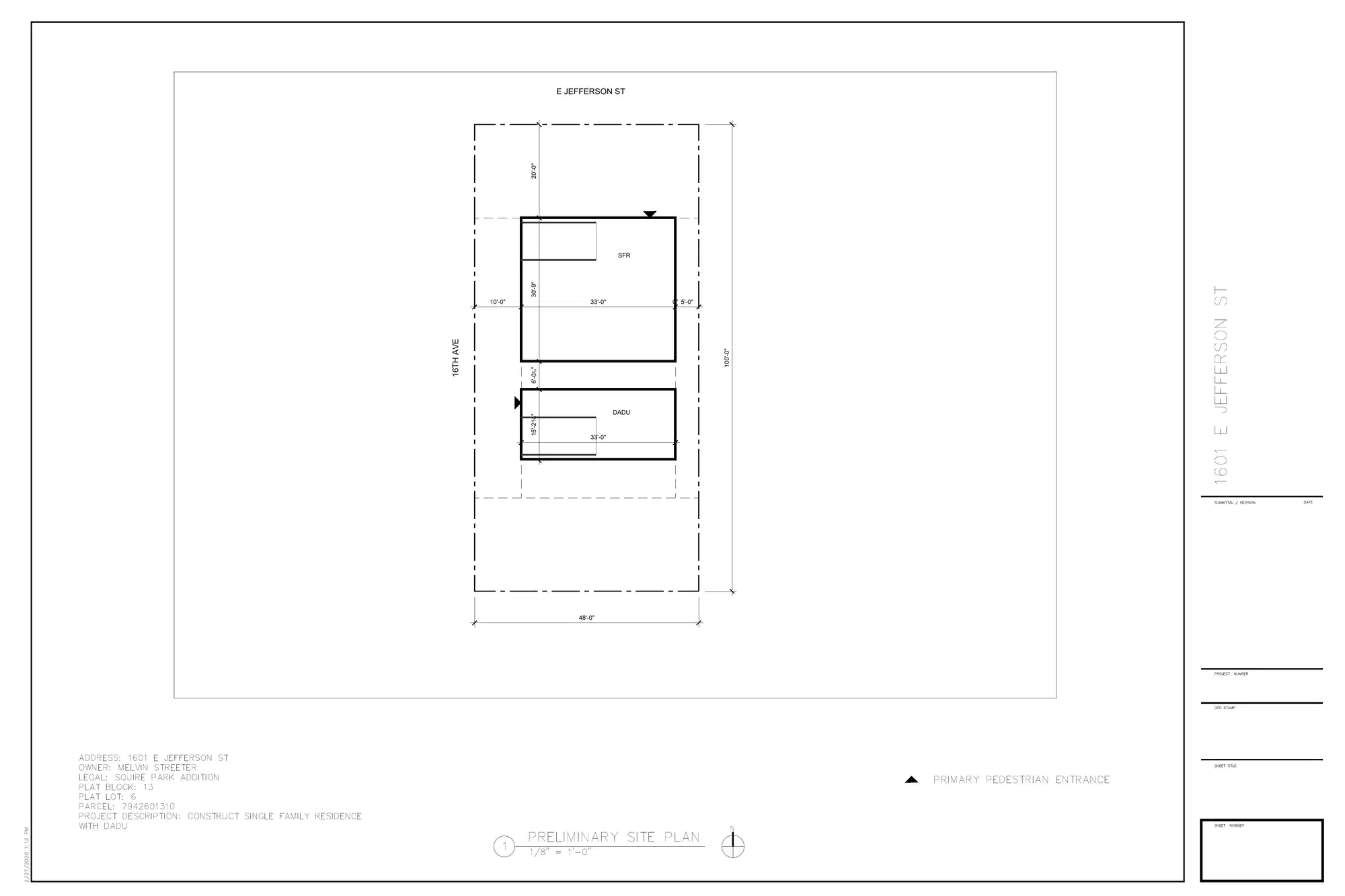 Site plan for 1601 E Jefferson St