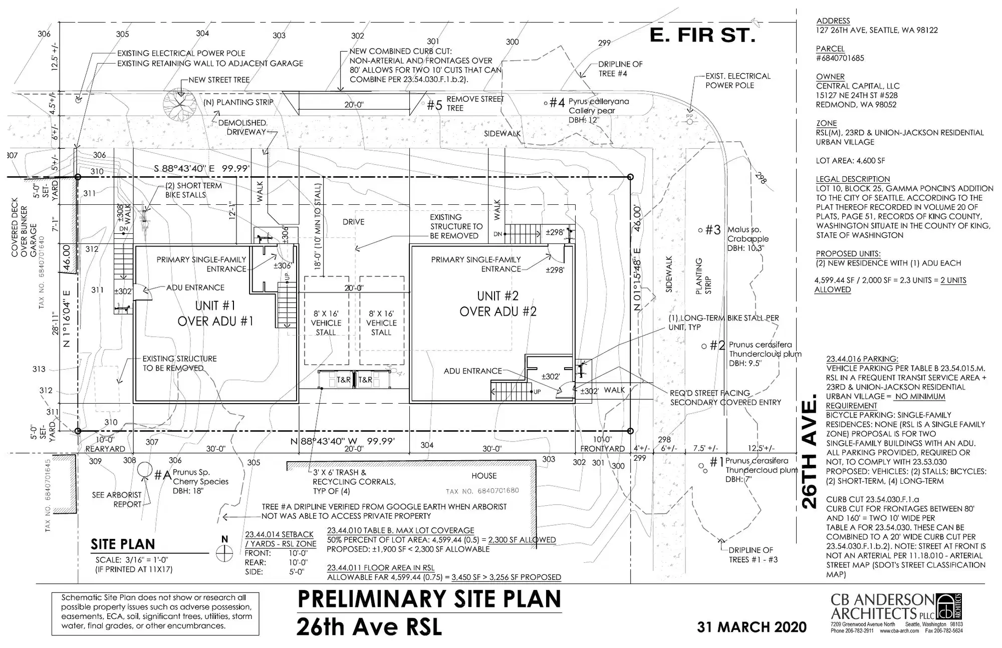 Site plan for 2511 E Fir St