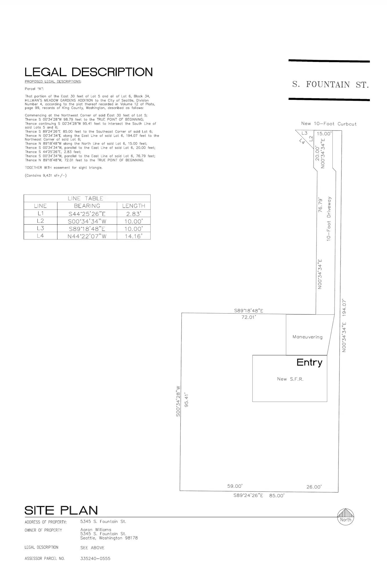 Site plan for 5349 S Fountain St