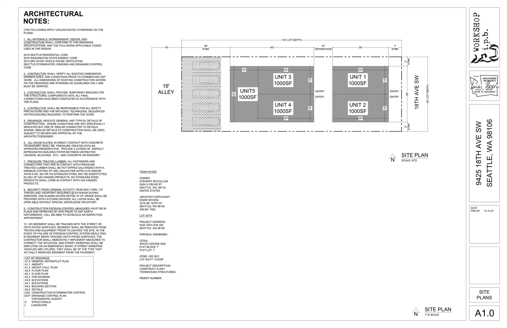 Site plan for 9425 18th Ave SW