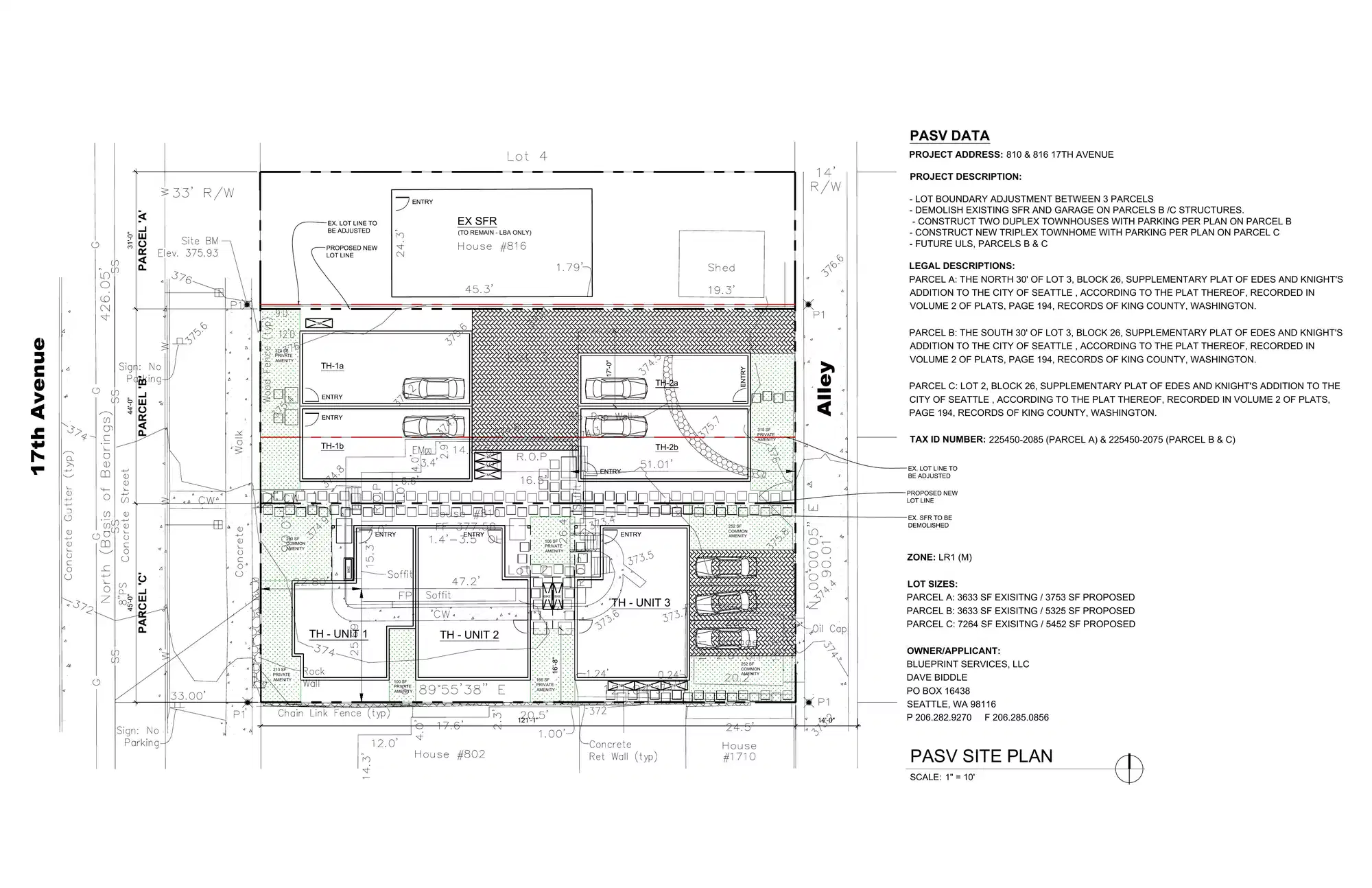 Site plan for 814 B 17th Ave