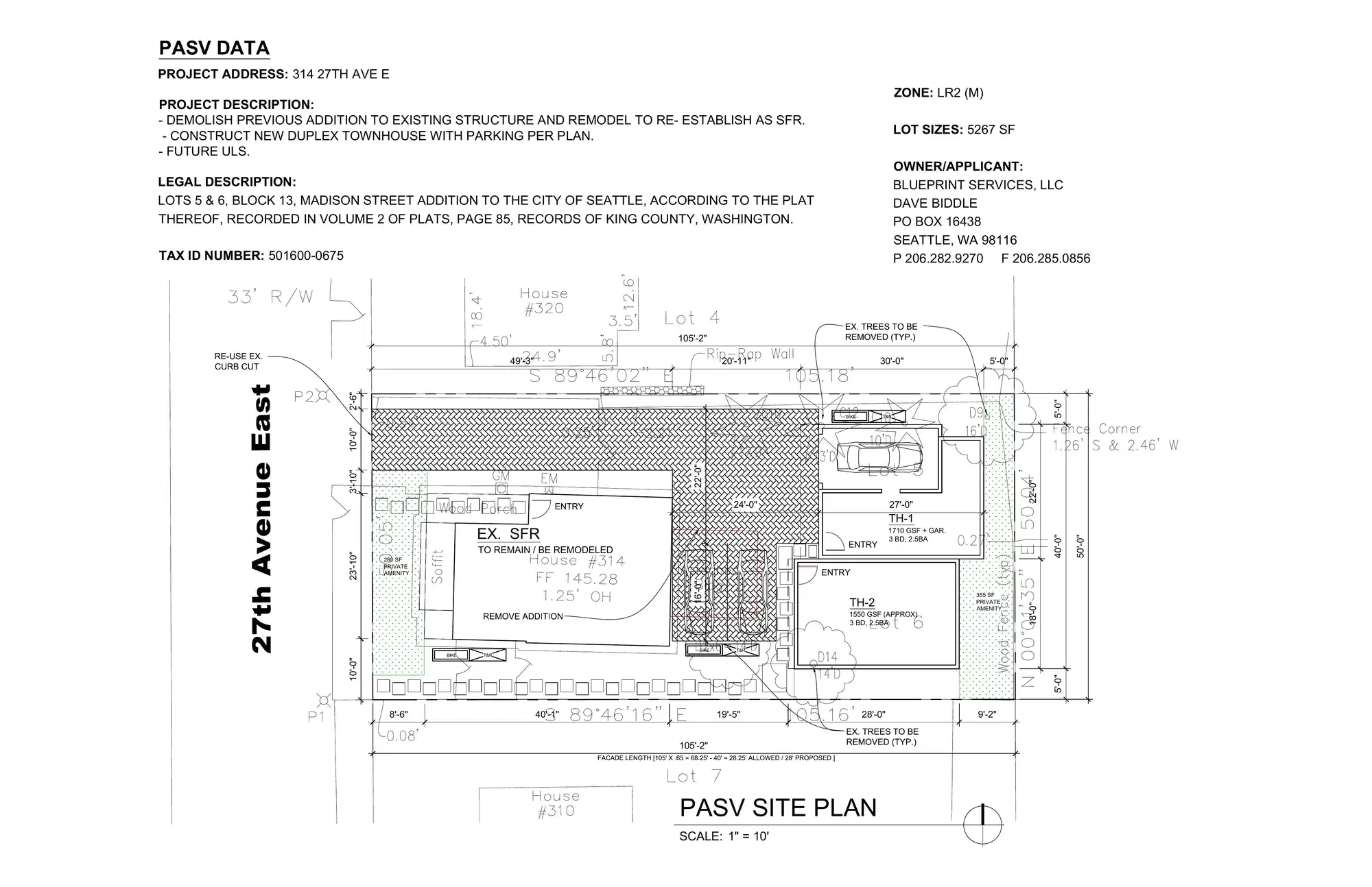 Site plan for 312 27th Ave E