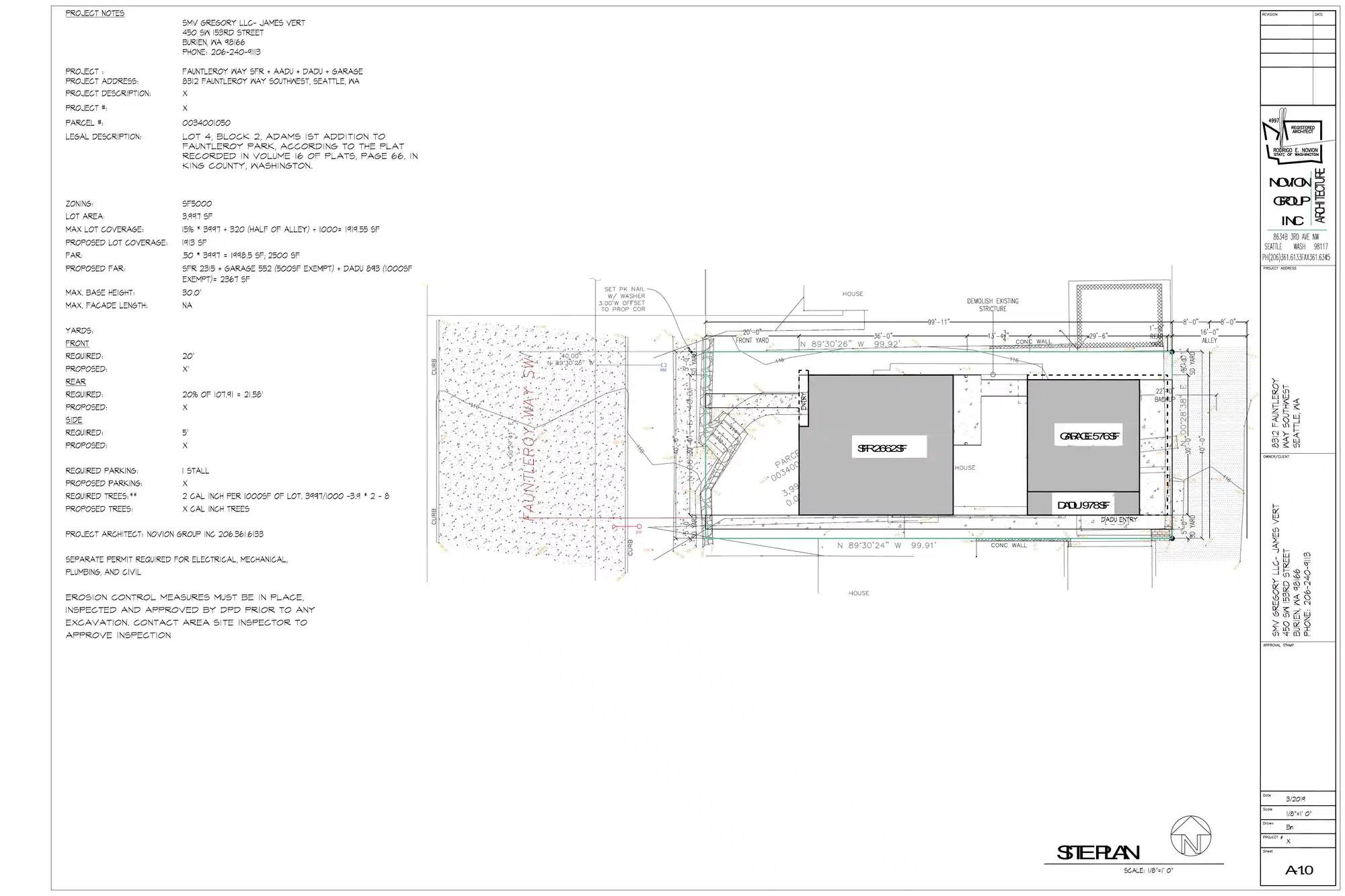 Site plan for 8312 Fauntleroy Way SW
