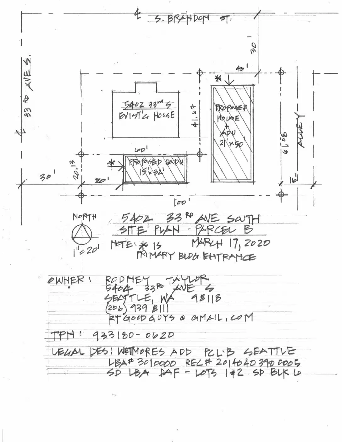 Site plan for 3309 S Brandon St