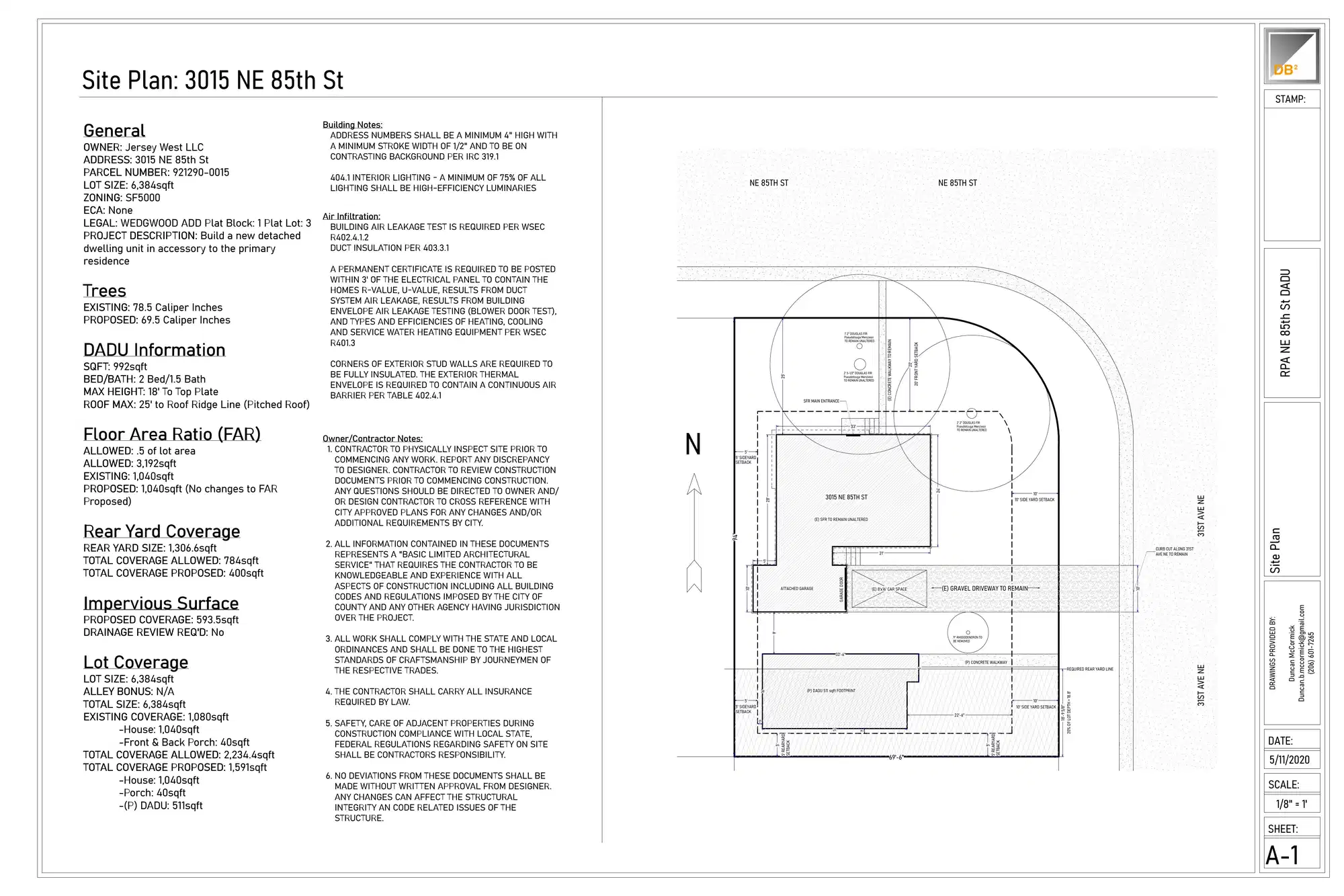 Site plan for 3015 NE 85th St
