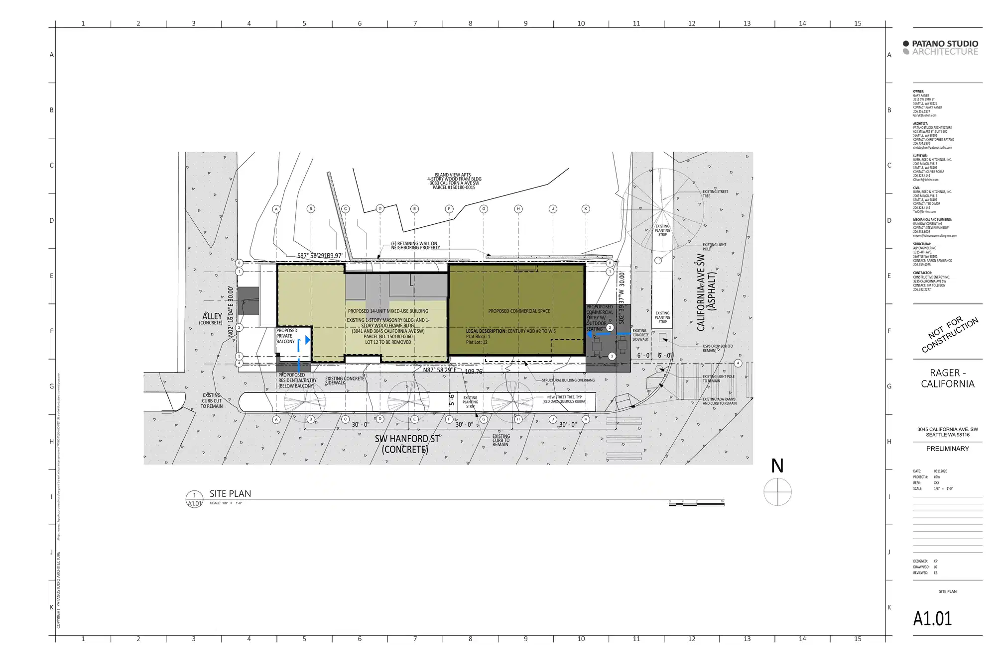 Site plan for 3045 California Ave SW