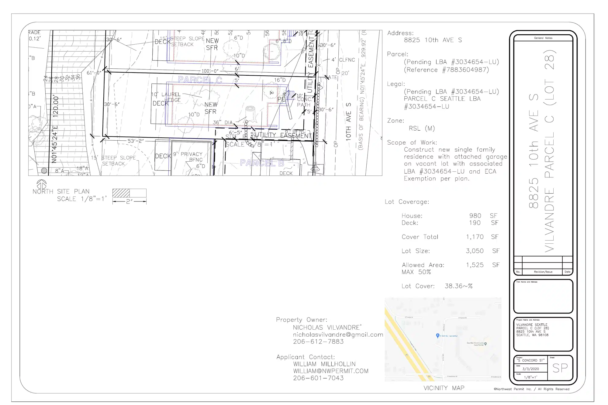 Site plan for 8825 10th Ave S
