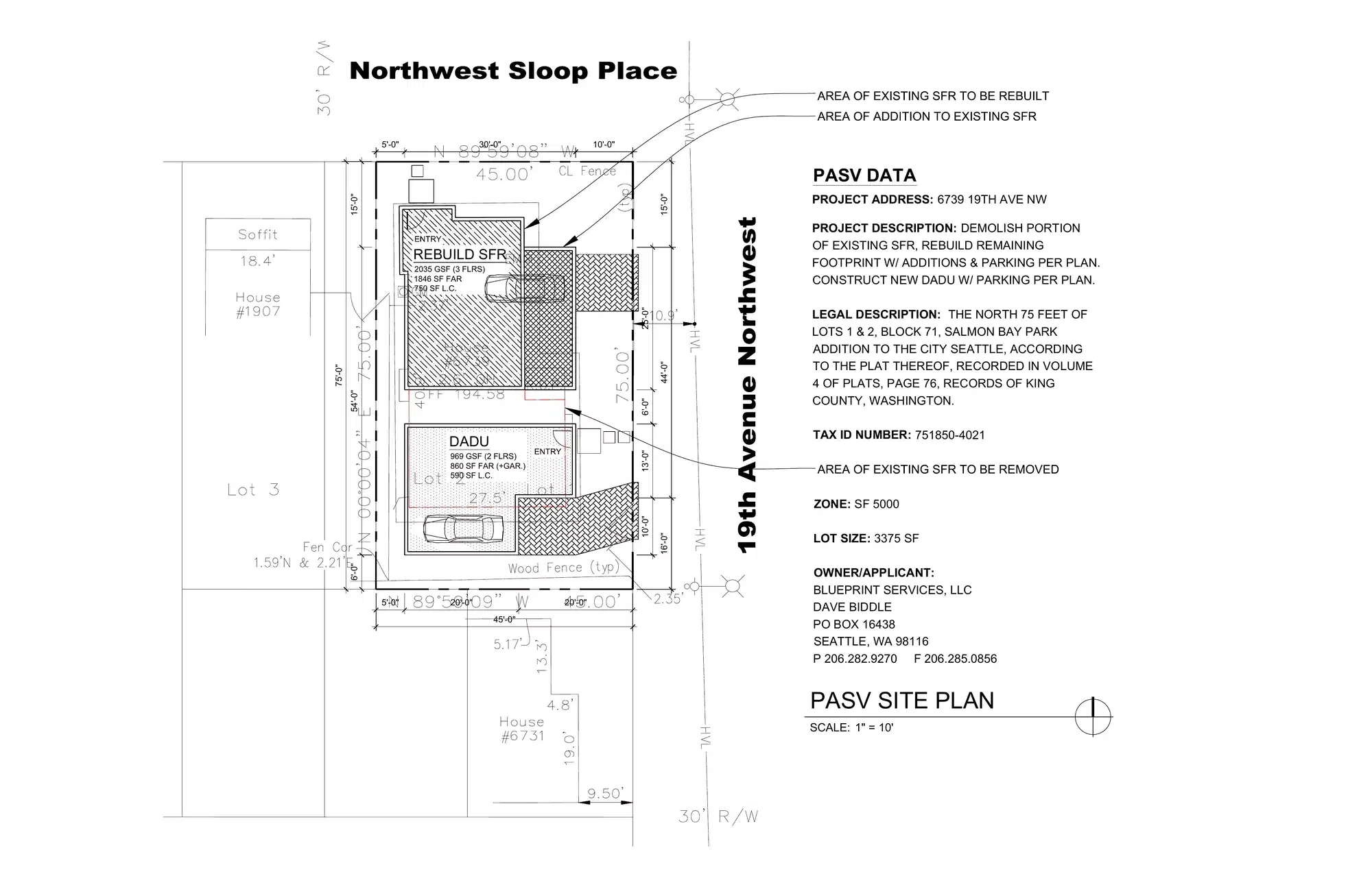 Site plan for 6739 19th Ave NW