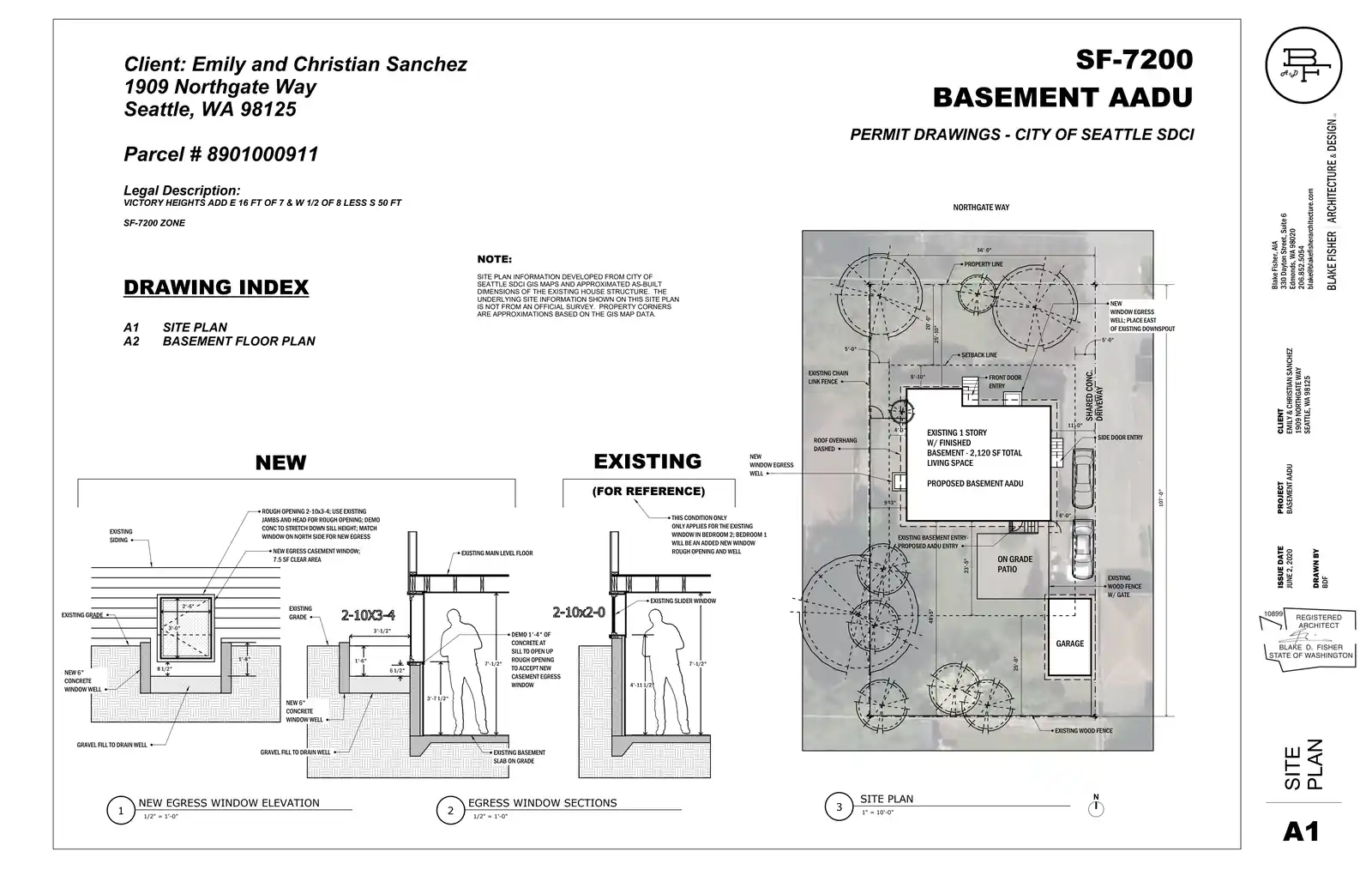 Site plan for 1909 NE Northgate Way