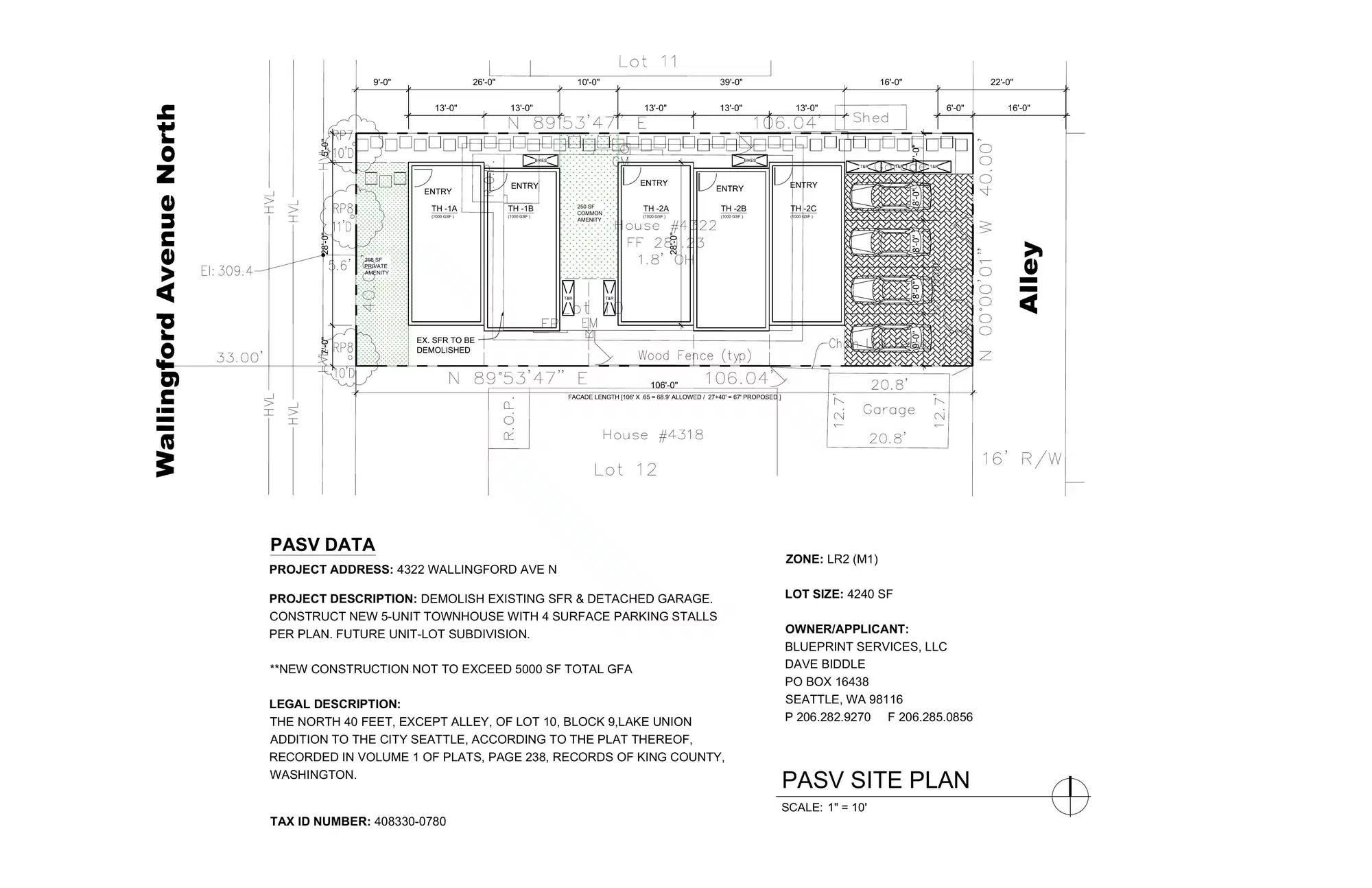Site plan for 4322 Wallingford Ave N