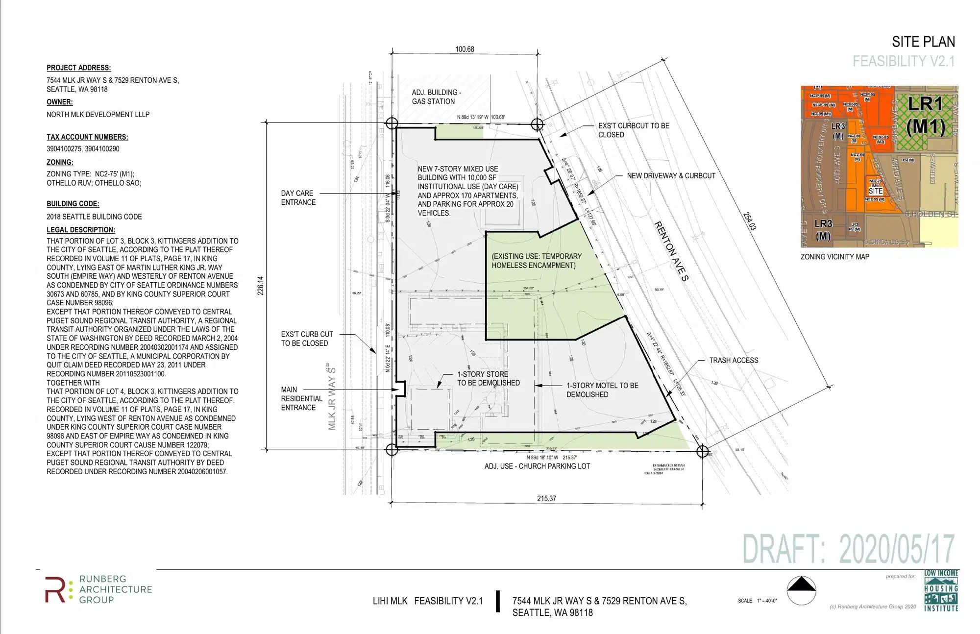 Site plan for 7544 M L King Jr Way S