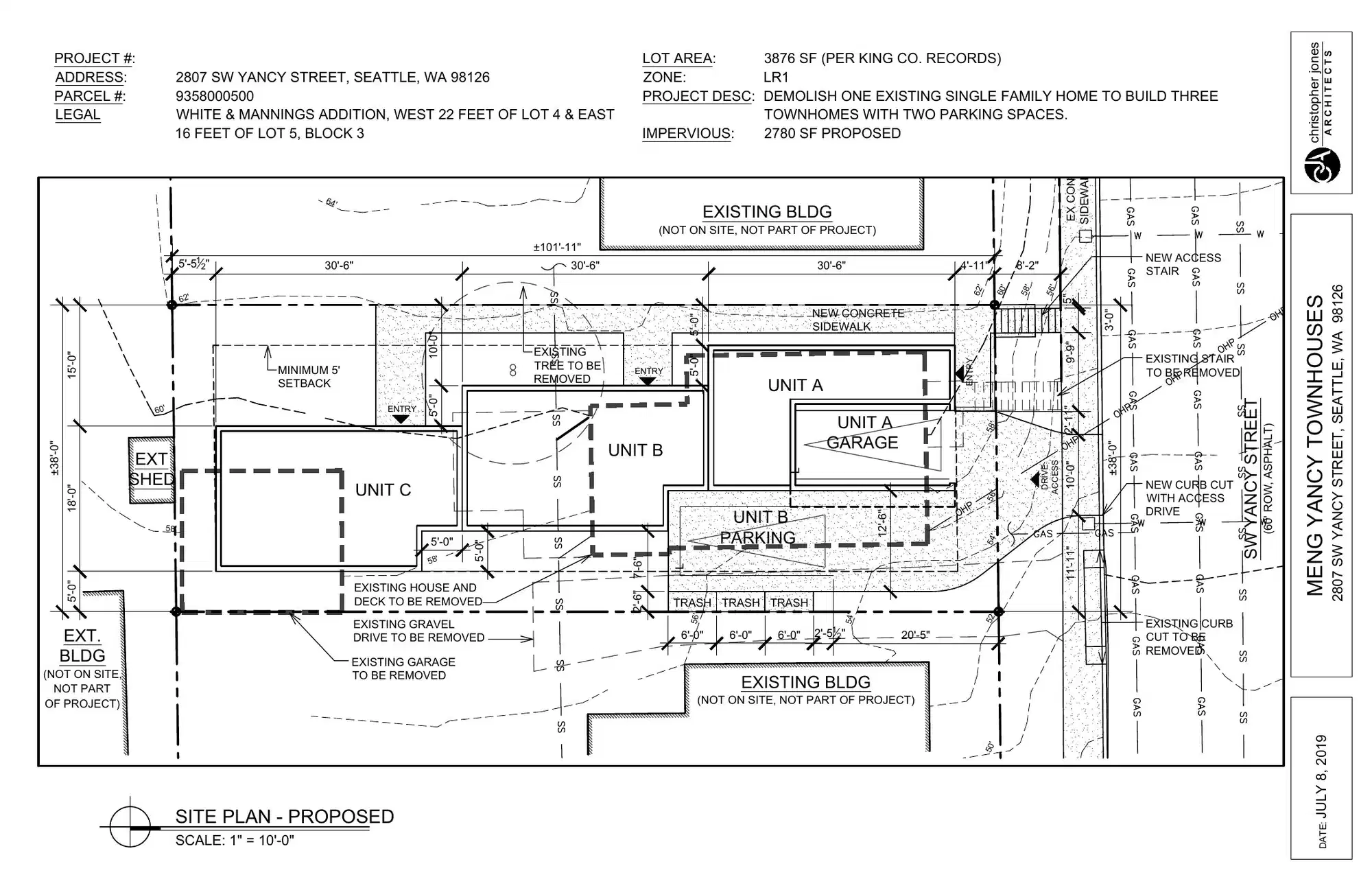 Site plan for 2807 SW Yancy St