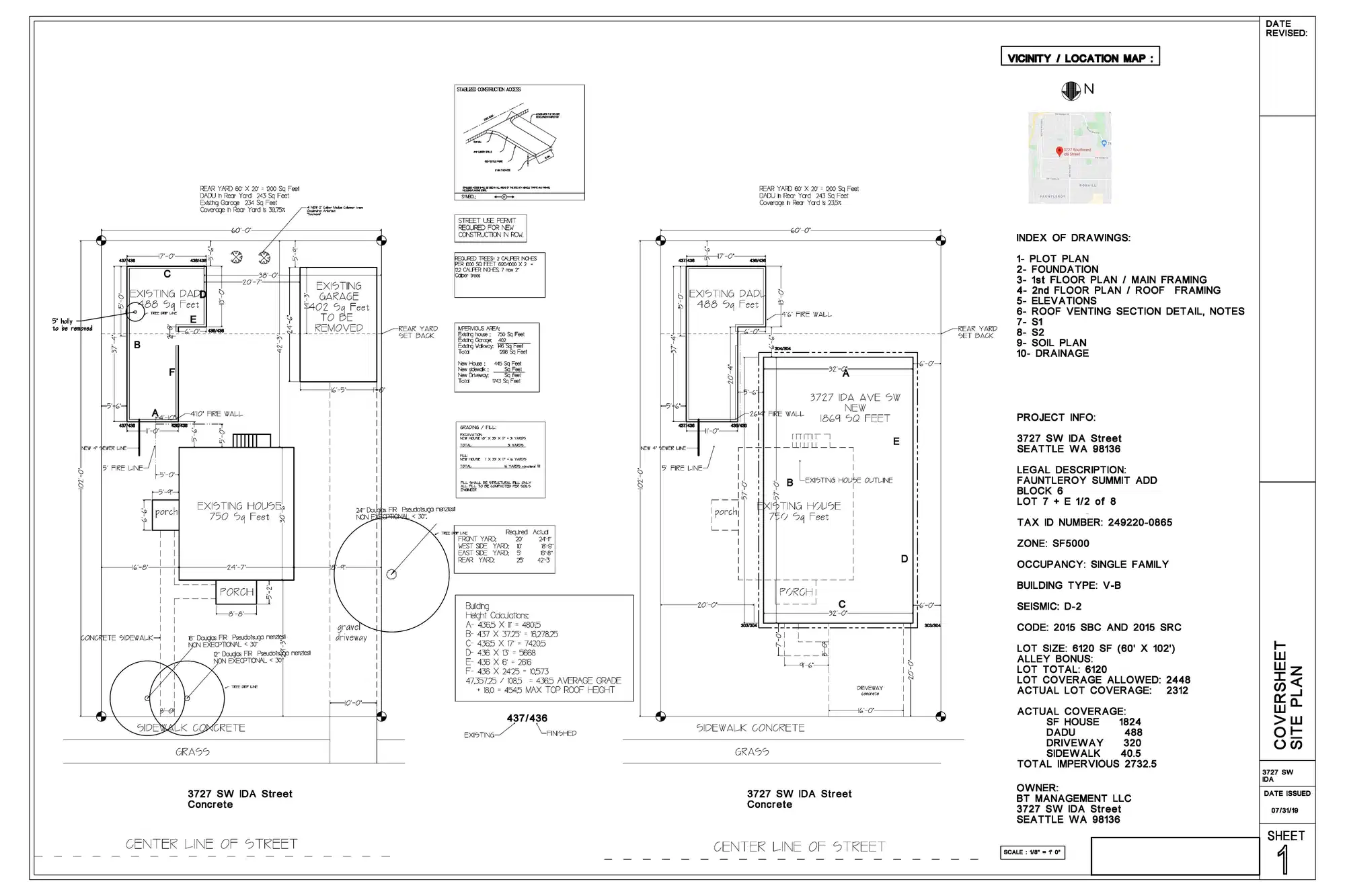 Site plan for 3727 SW Ida St