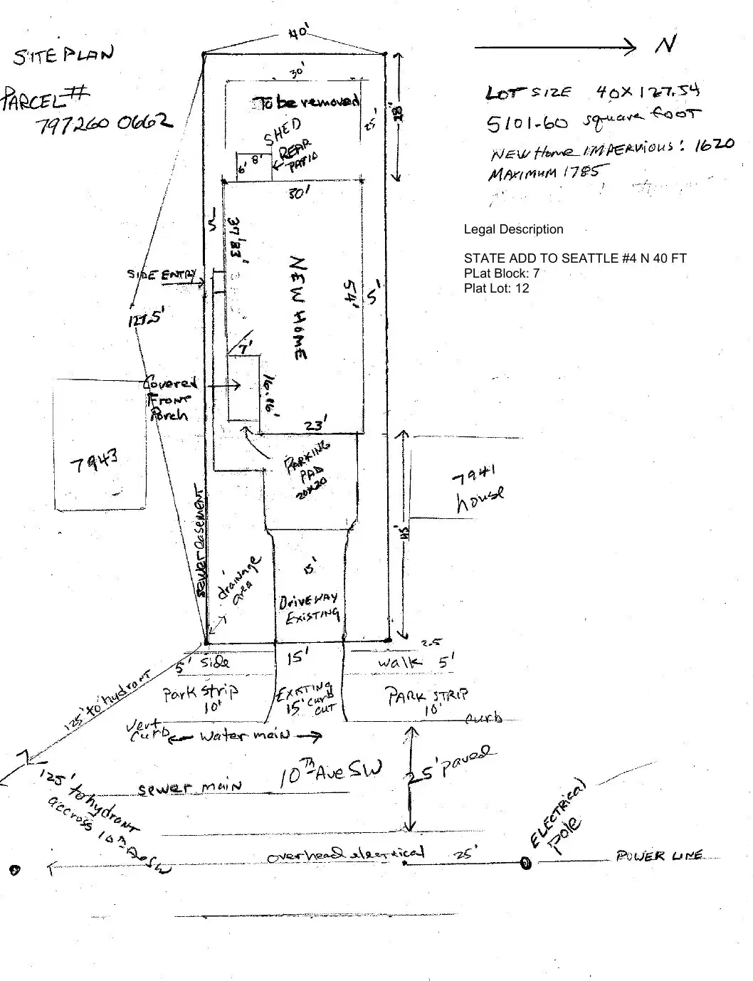Site plan for 7945 10th Ave SW