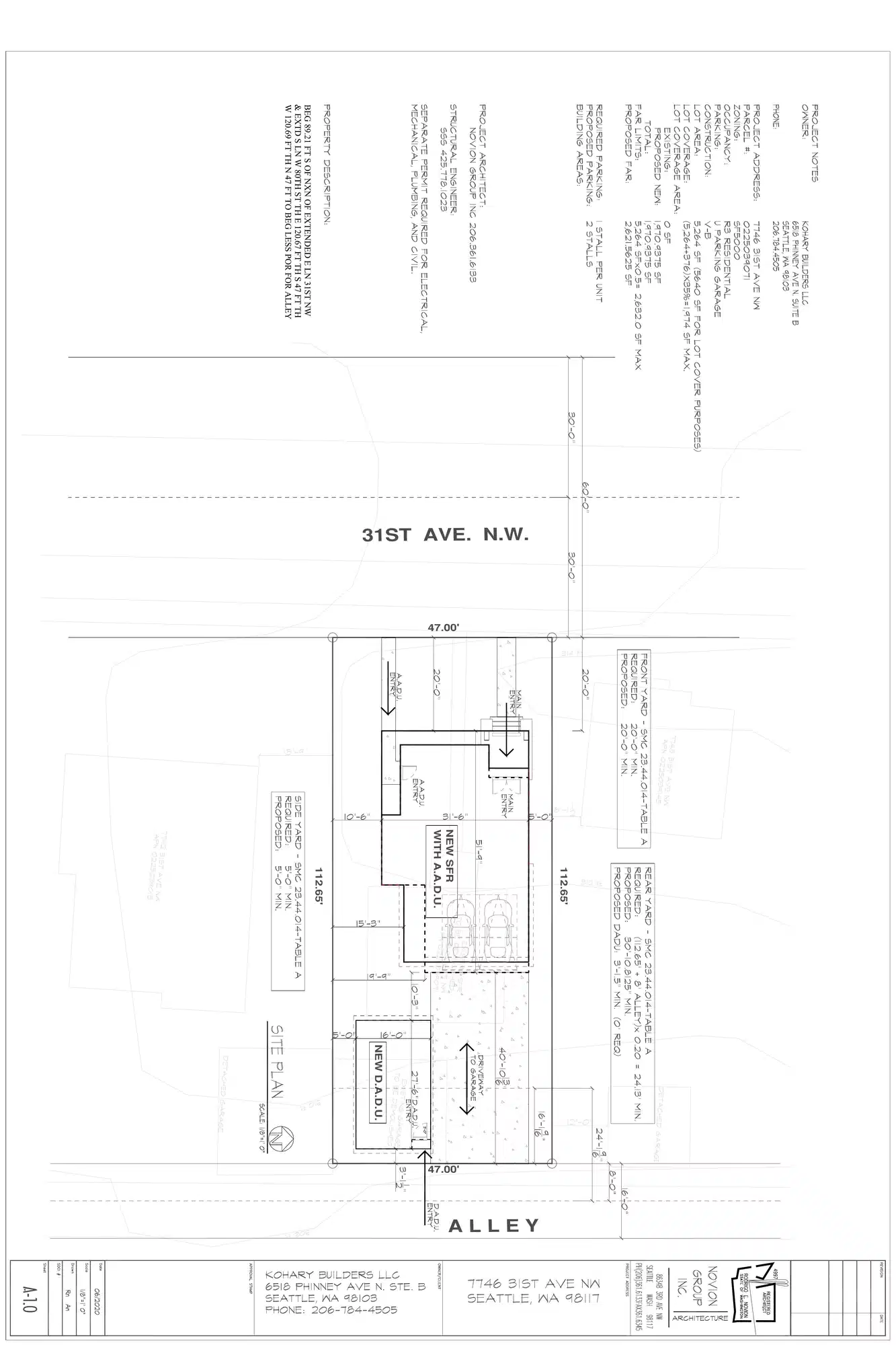 Site plan for 7746 31st Ave NW