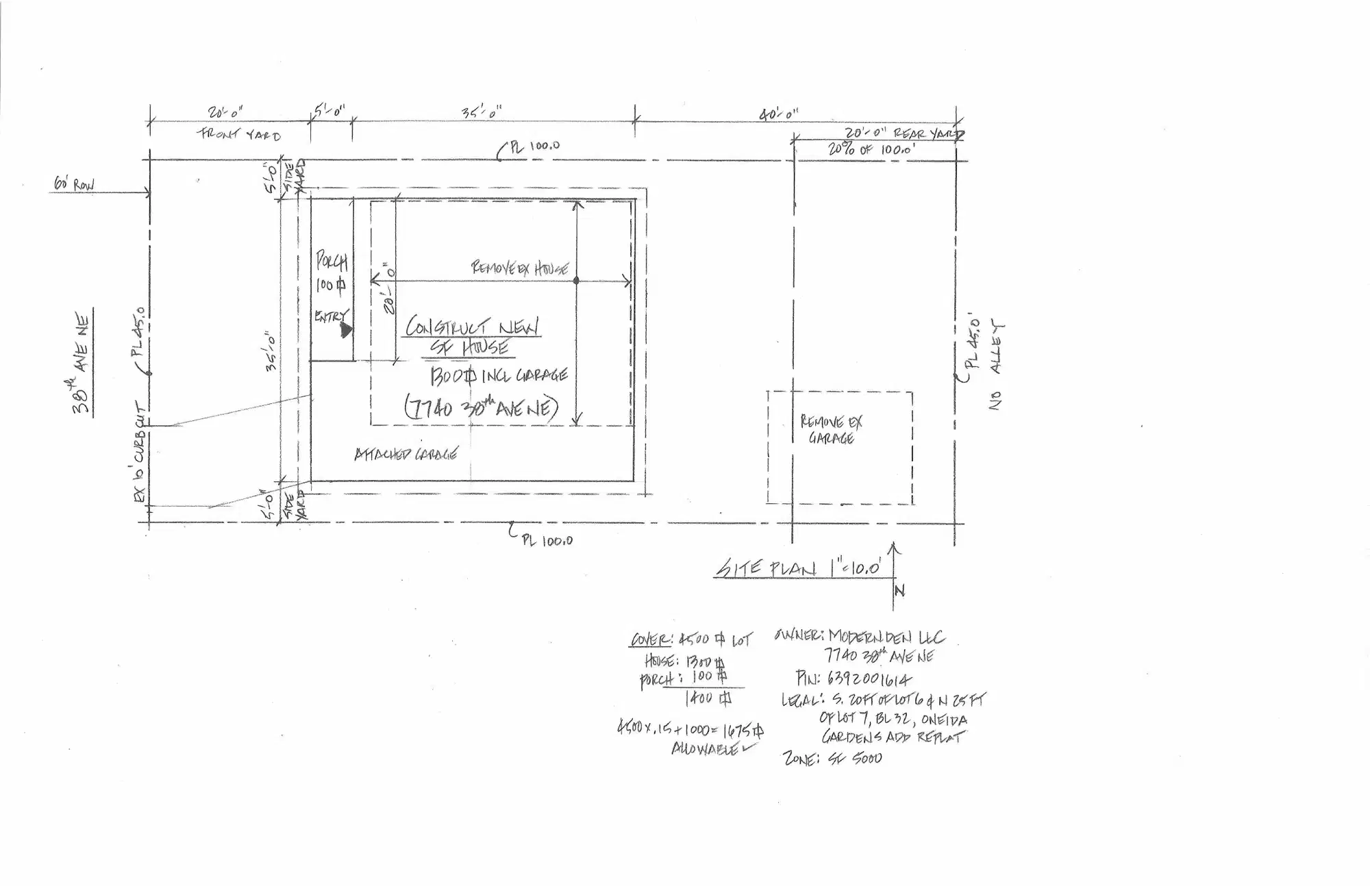 Site plan for 7740 38th Ave NE