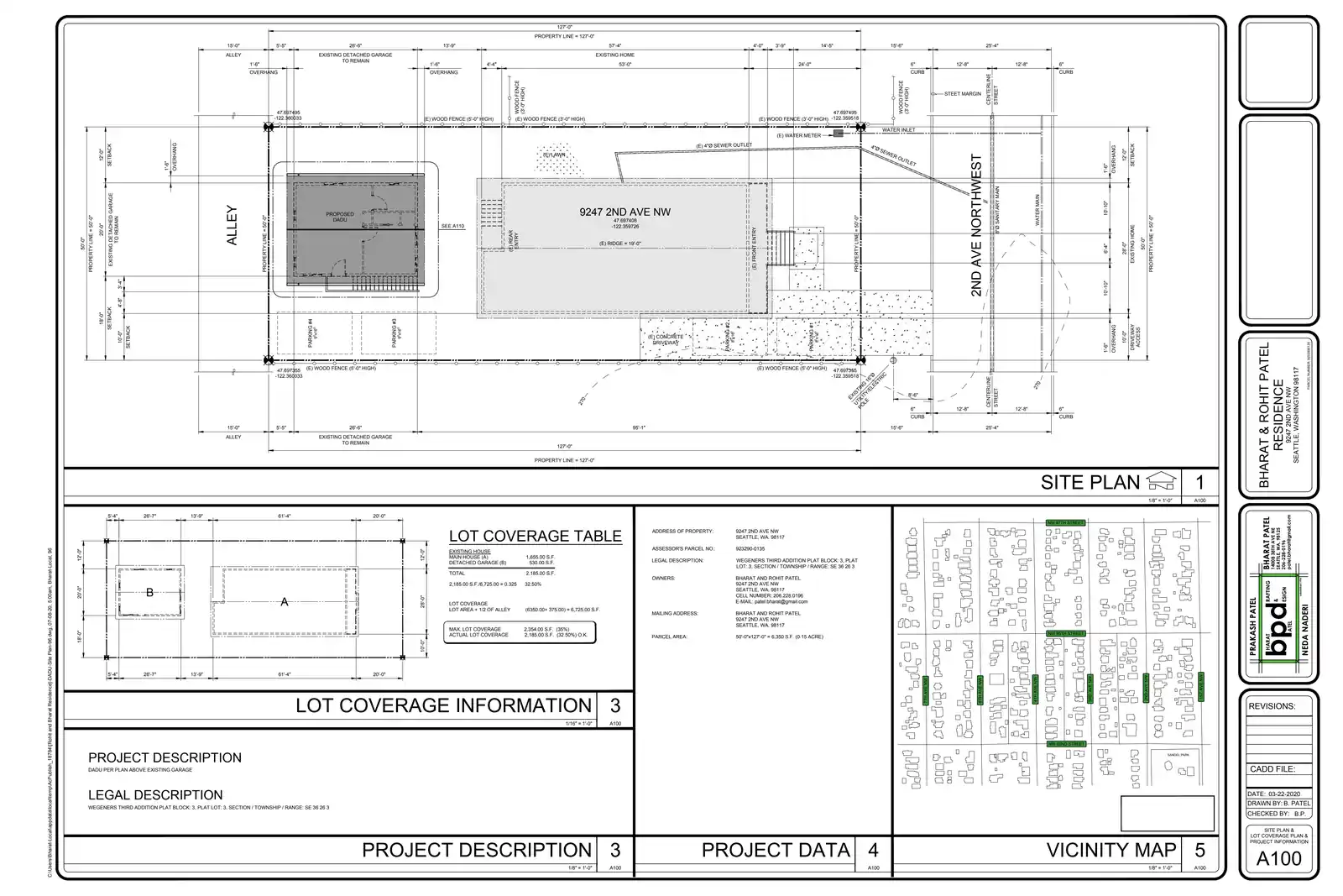 Site plan for 9247 2nd Ave NW