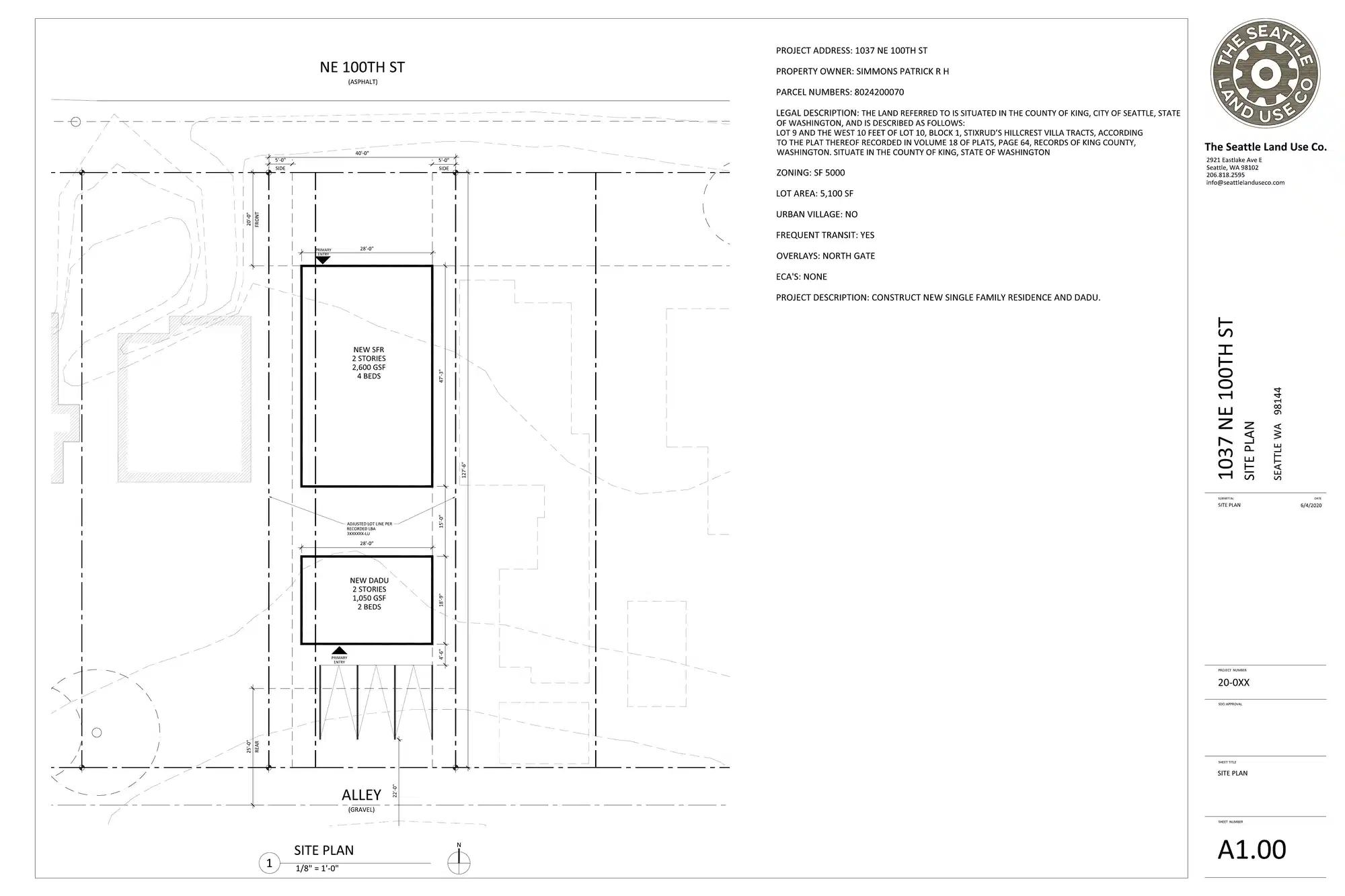 Site plan for 1039 NE 100th St