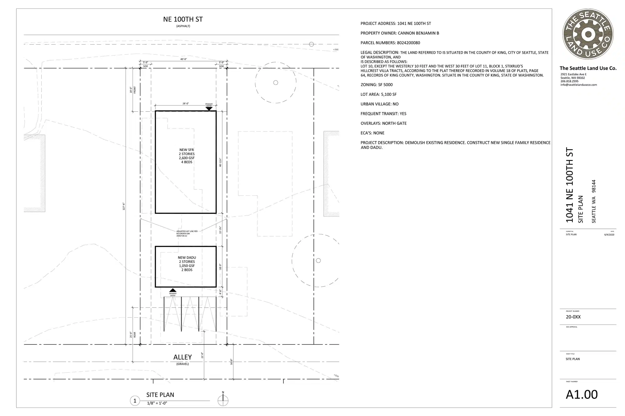 Site plan for 1041 NE 100th St