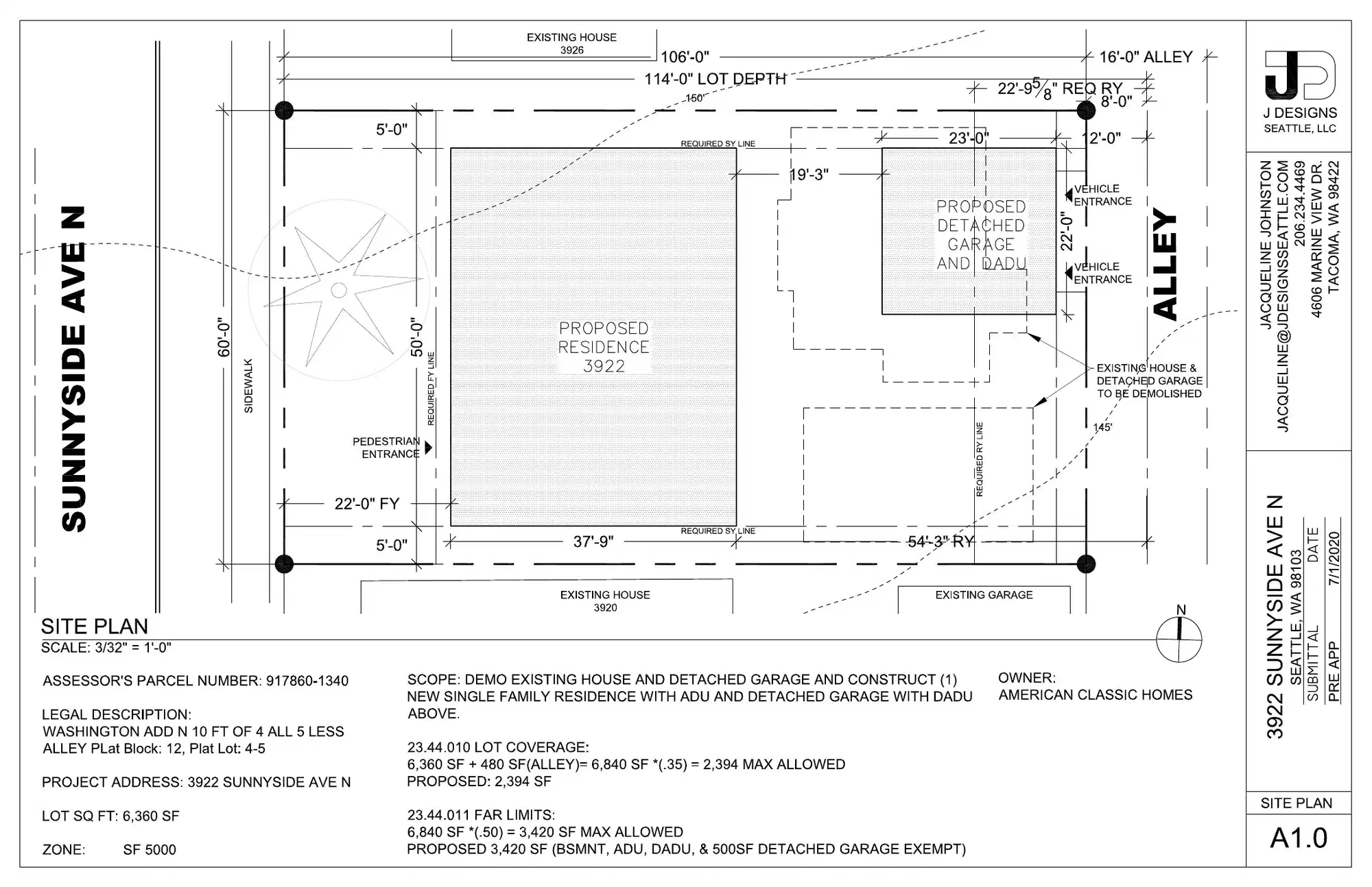 Site plan for 3922 Sunnyside Ave N