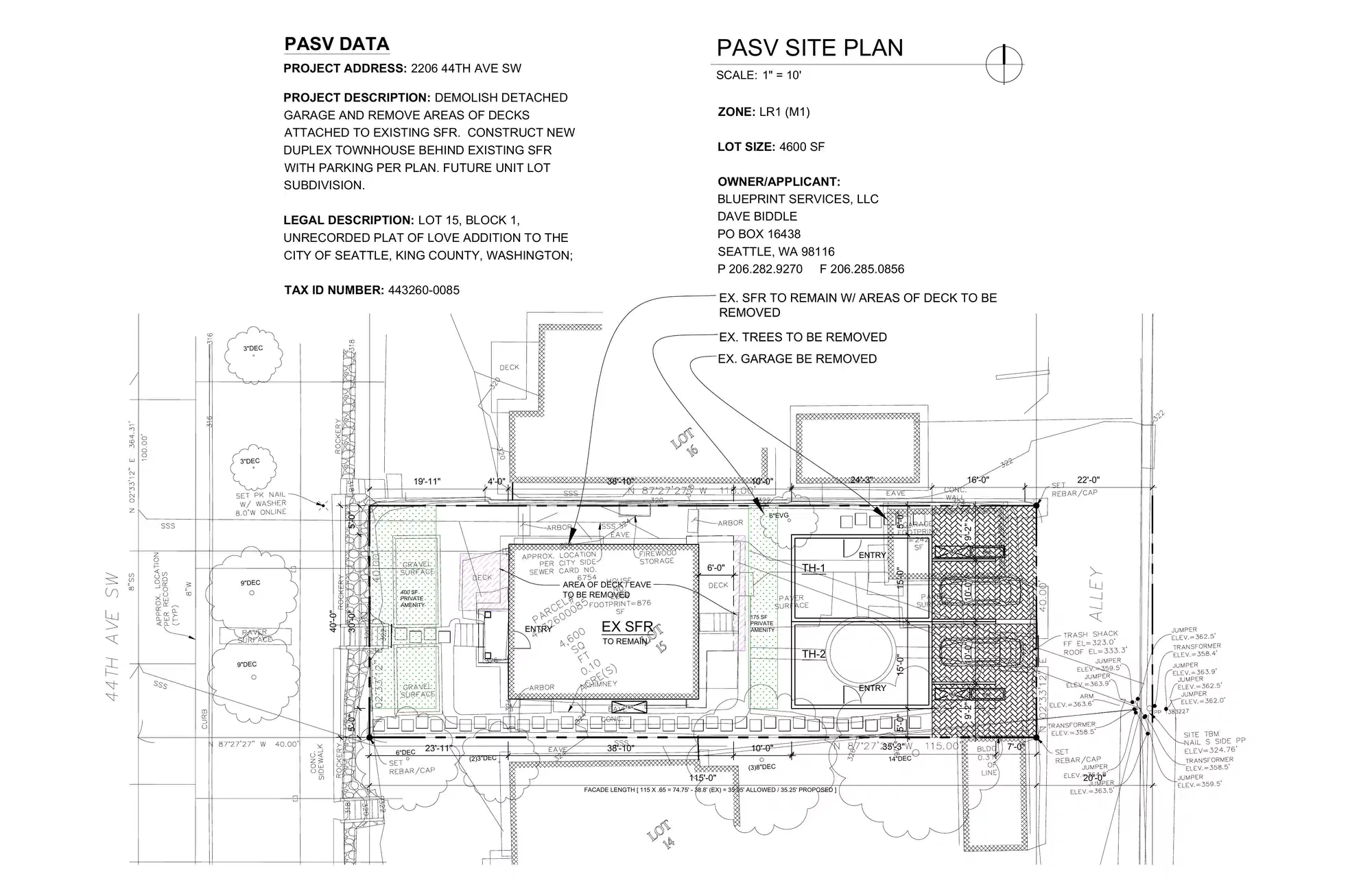 Site plan for 2208 44th Ave SW