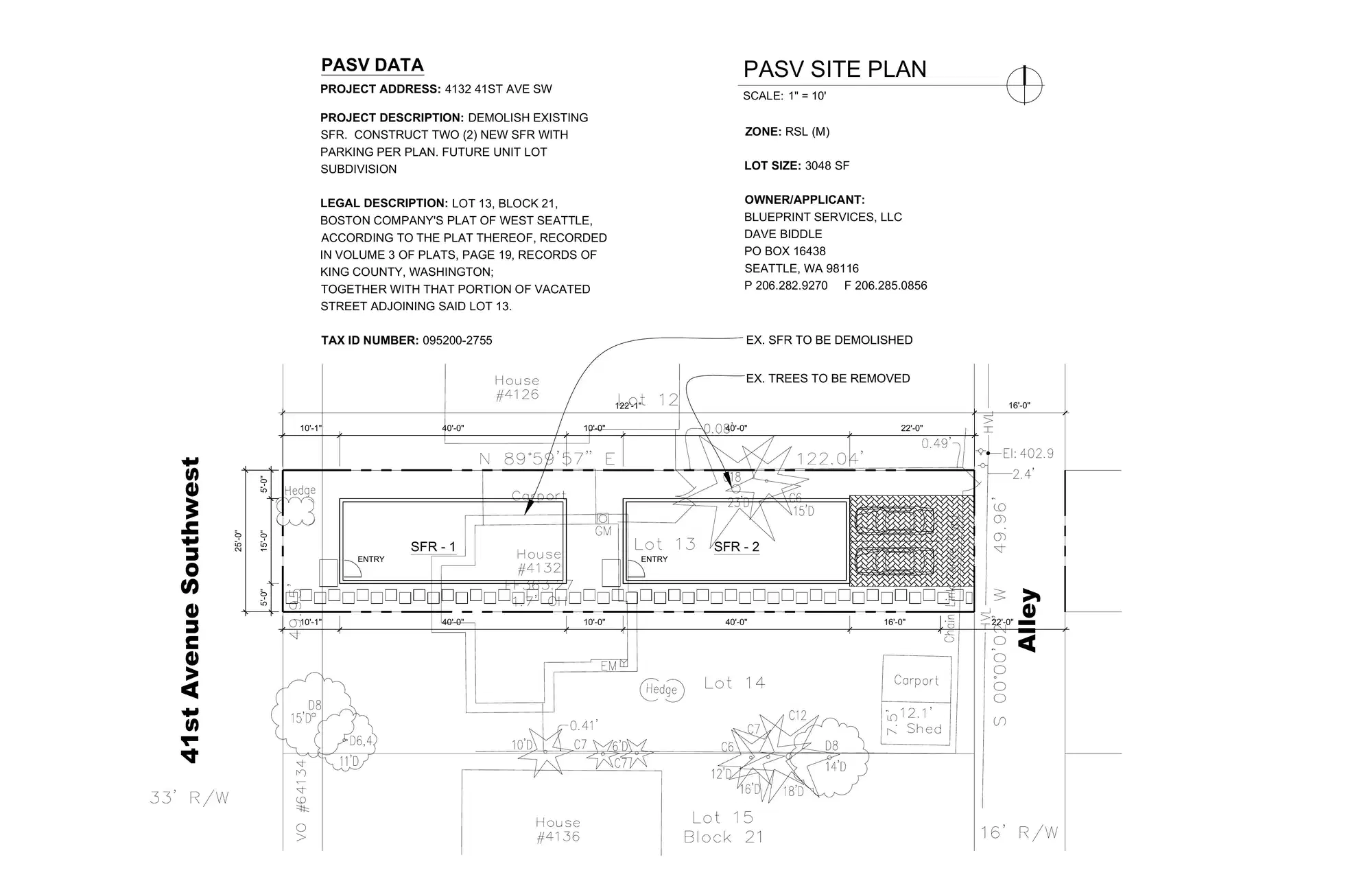 Site plan for 4128 41st Ave SW