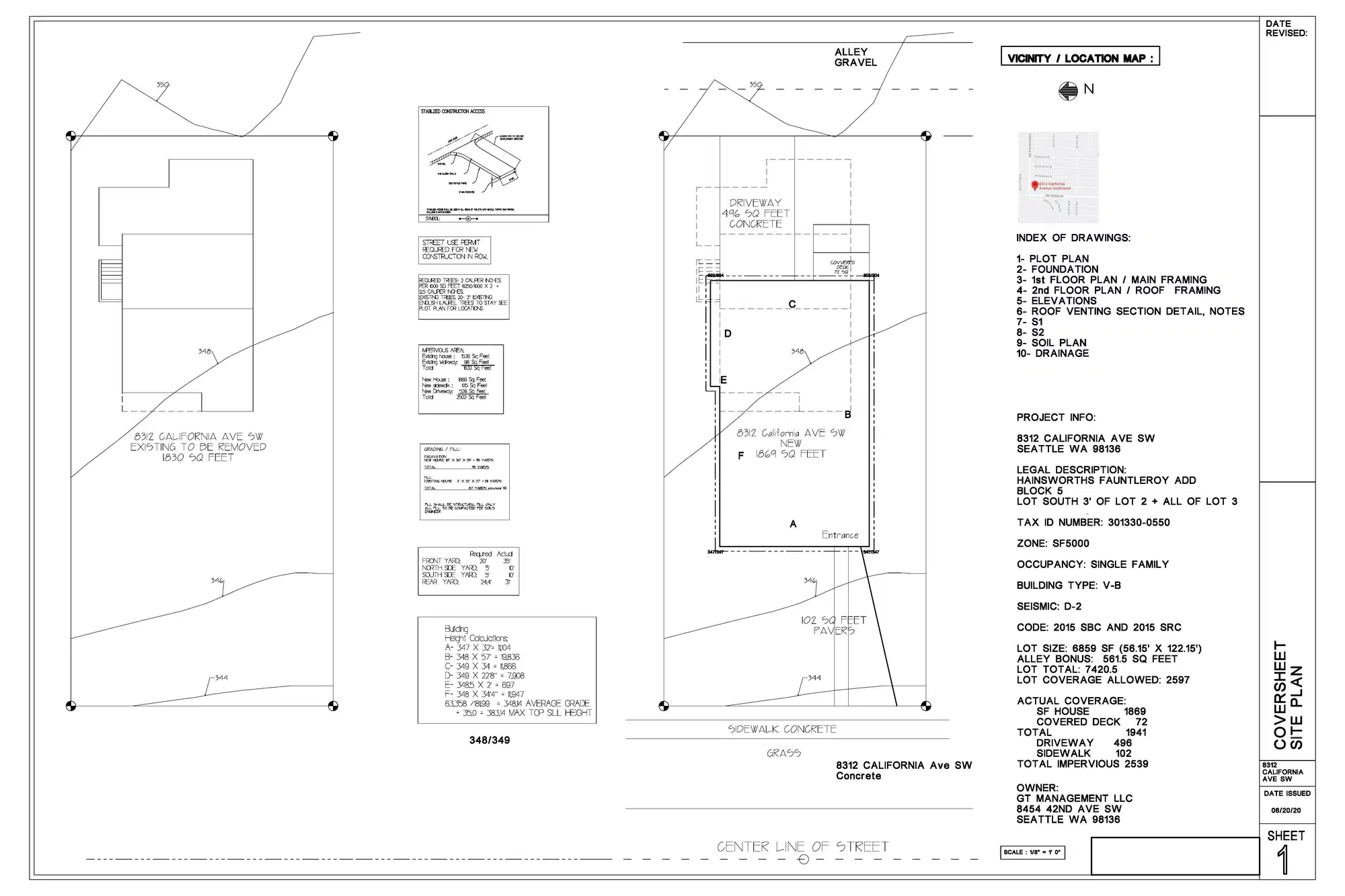 Site plan for 8312 California Ave SW