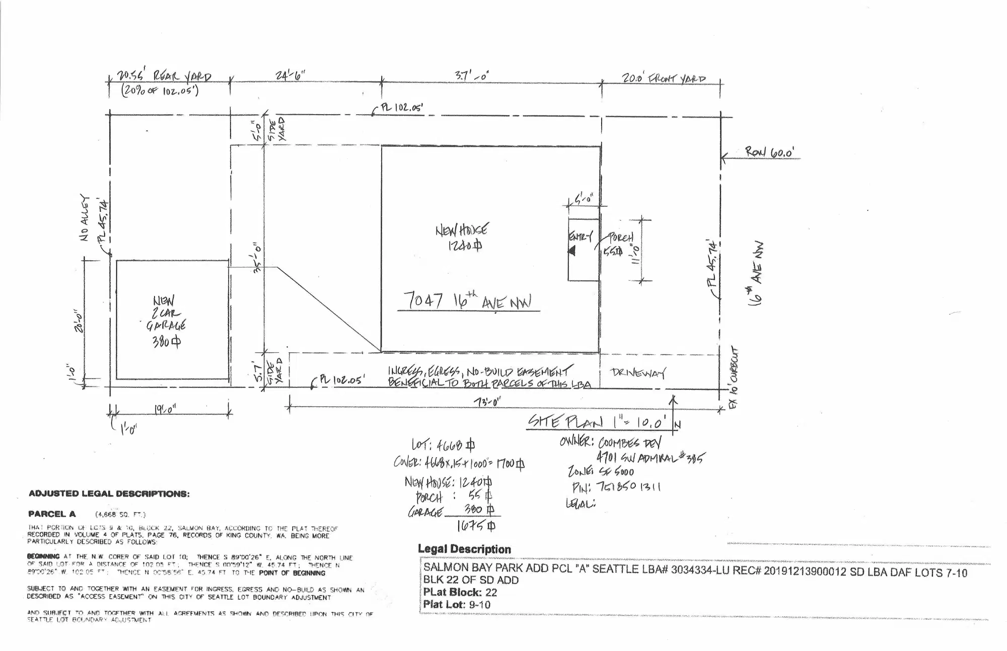 Site plan for 7047 16th Ave NW