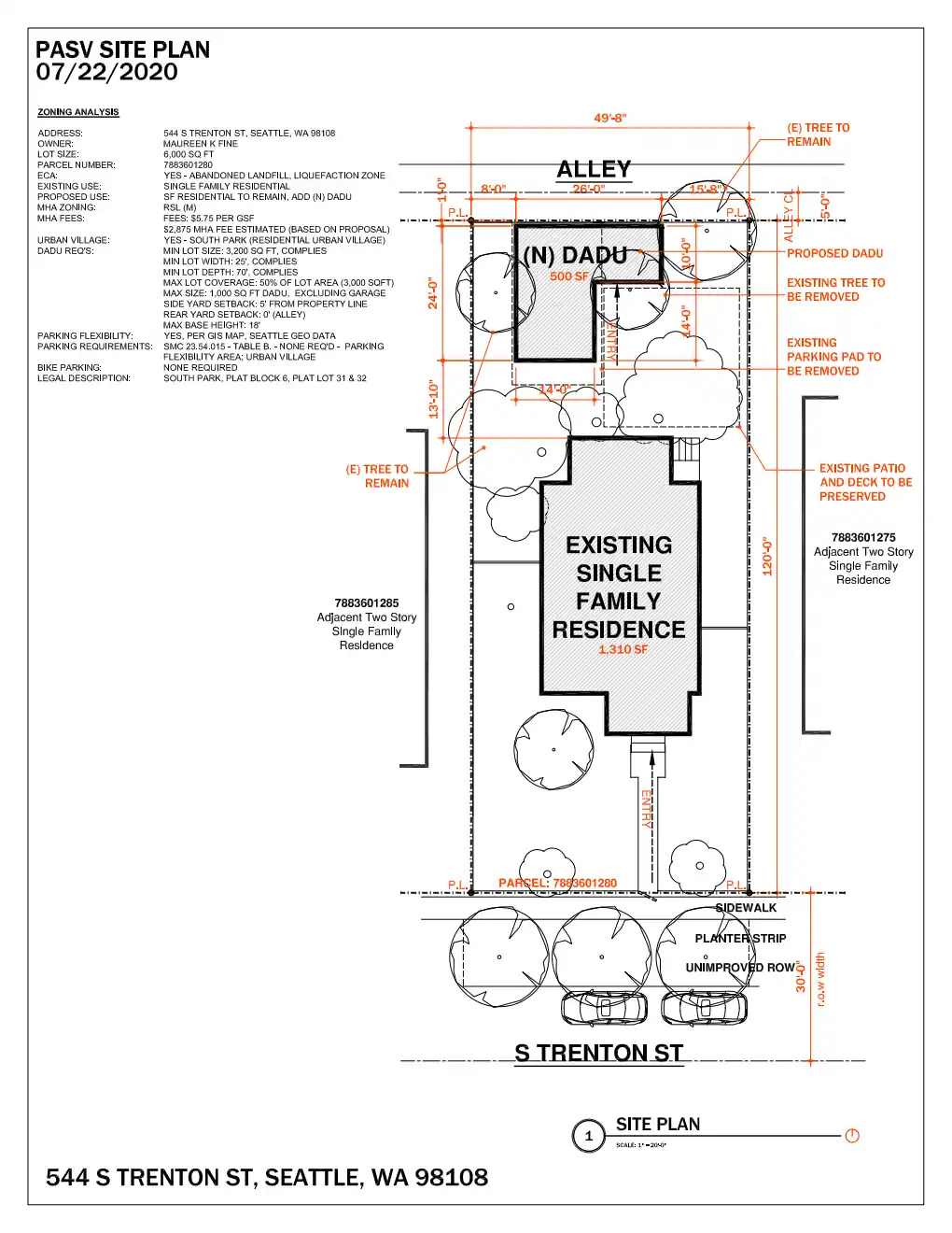 Site plan for 544 S Trenton St