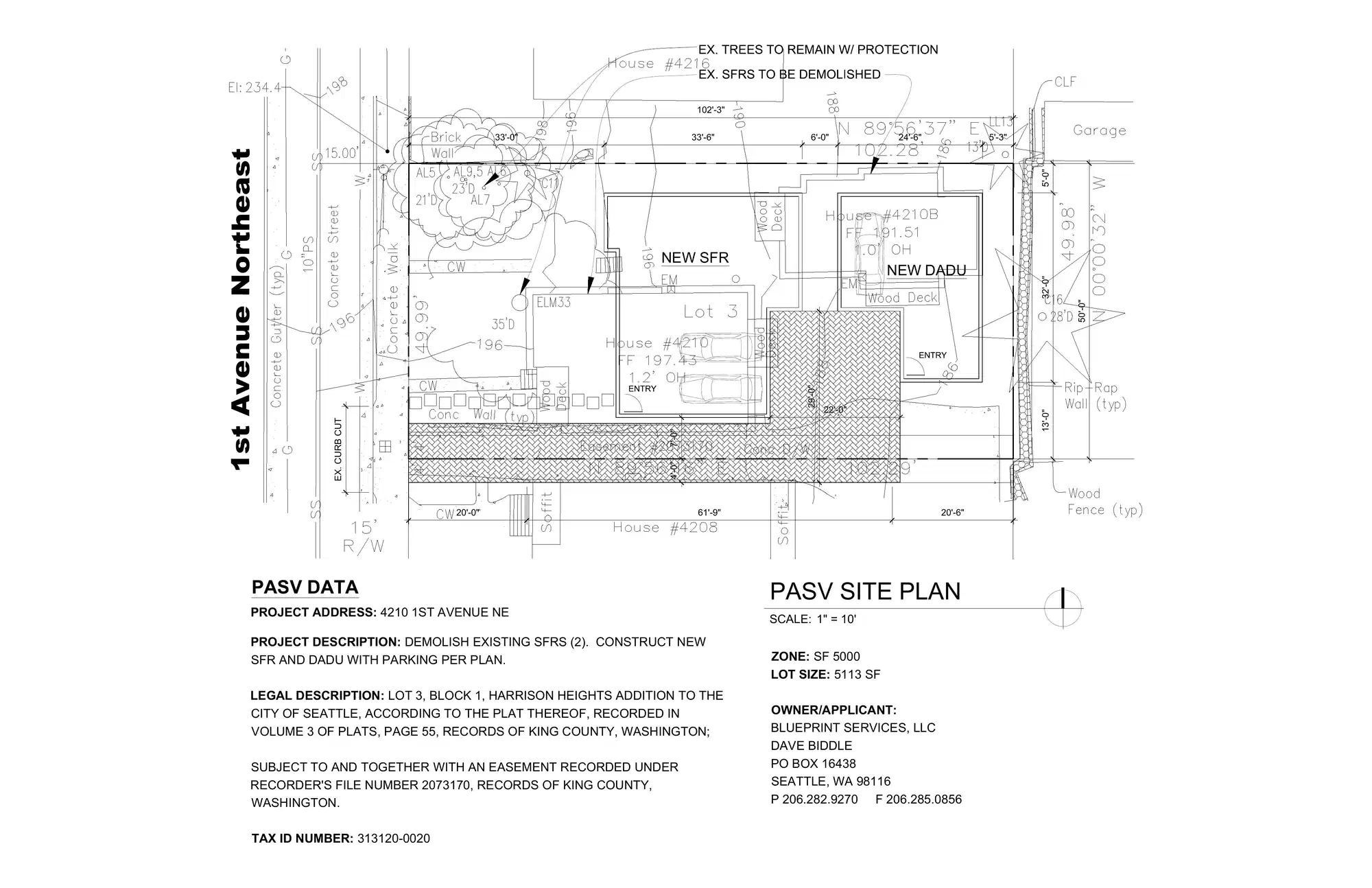 Site plan for 4210 1st Ave NE