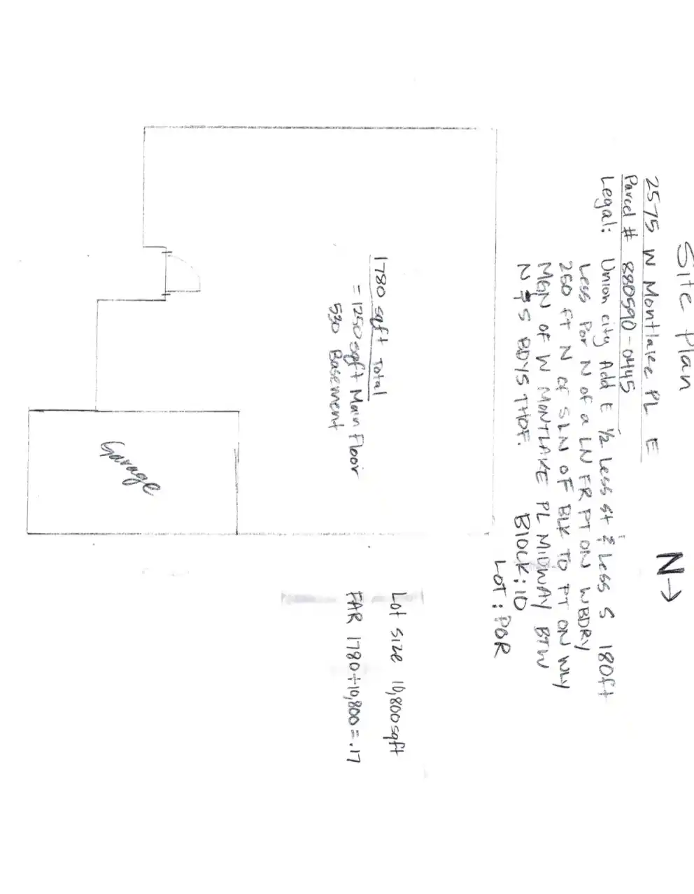 Site plan for 2575 West Montlake Pl E