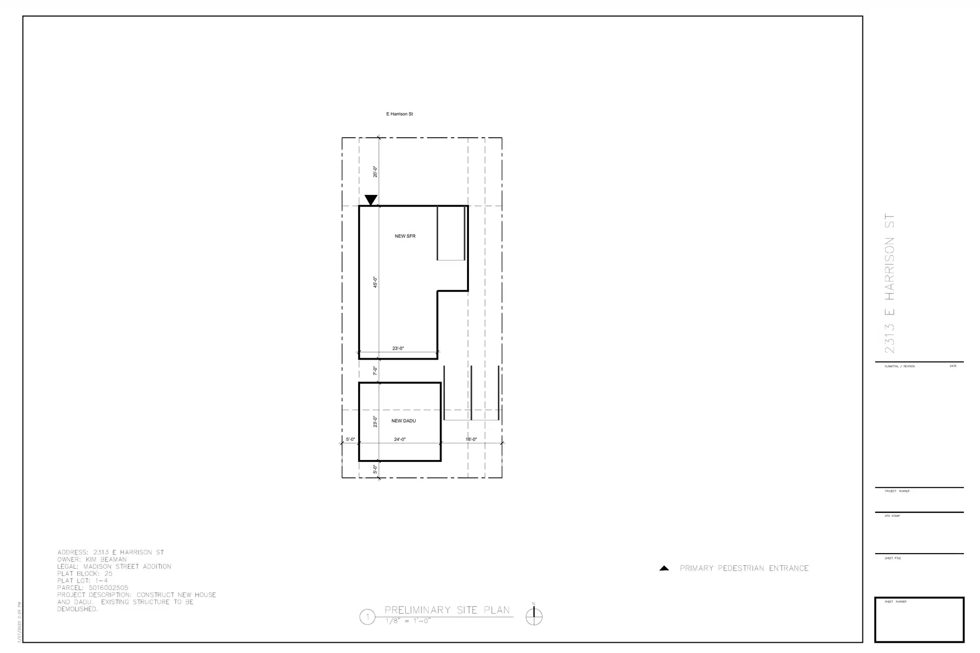 Site plan for 2313 E Harrison St