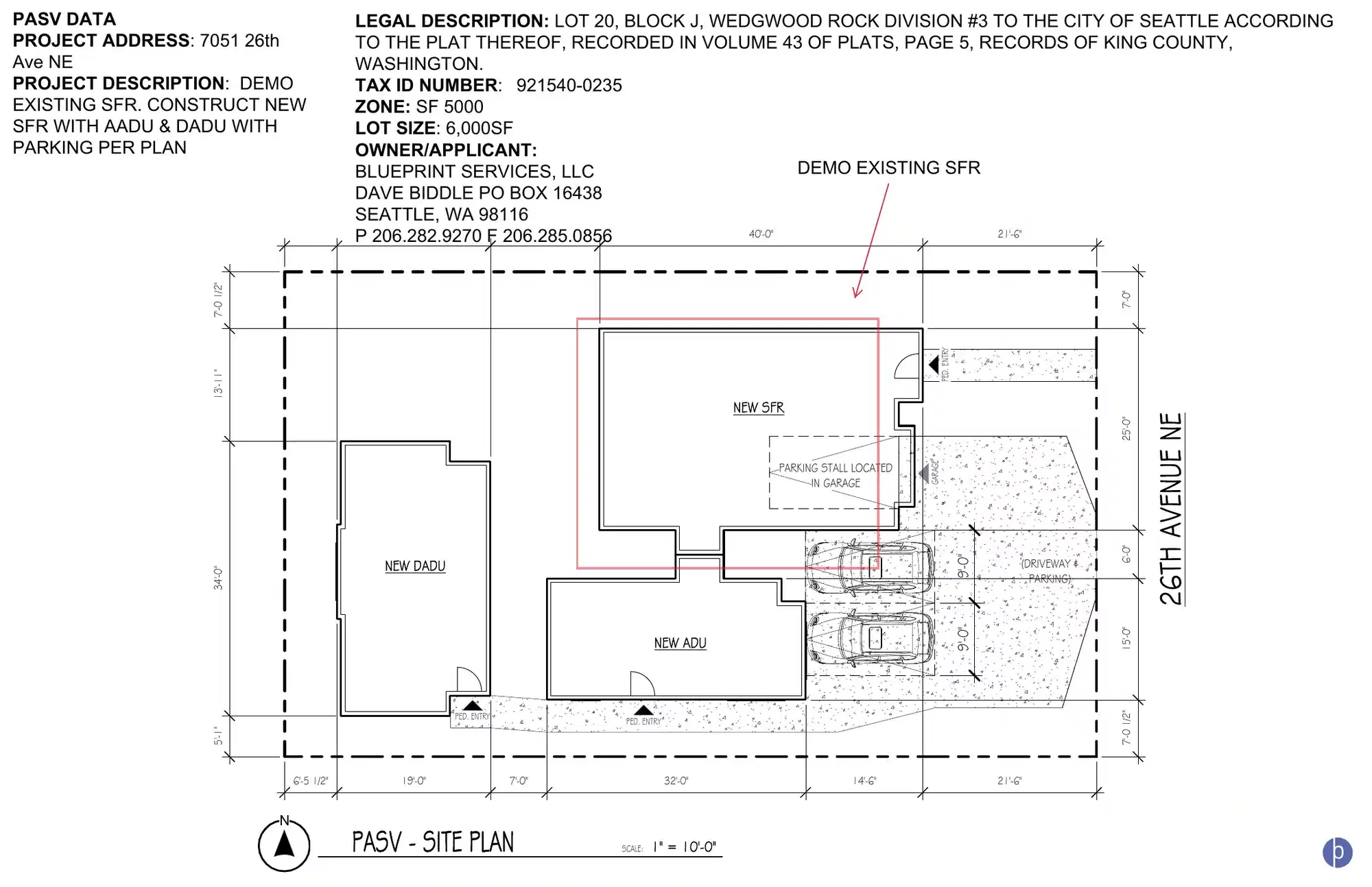 Site plan for 7051 26th Ave NE