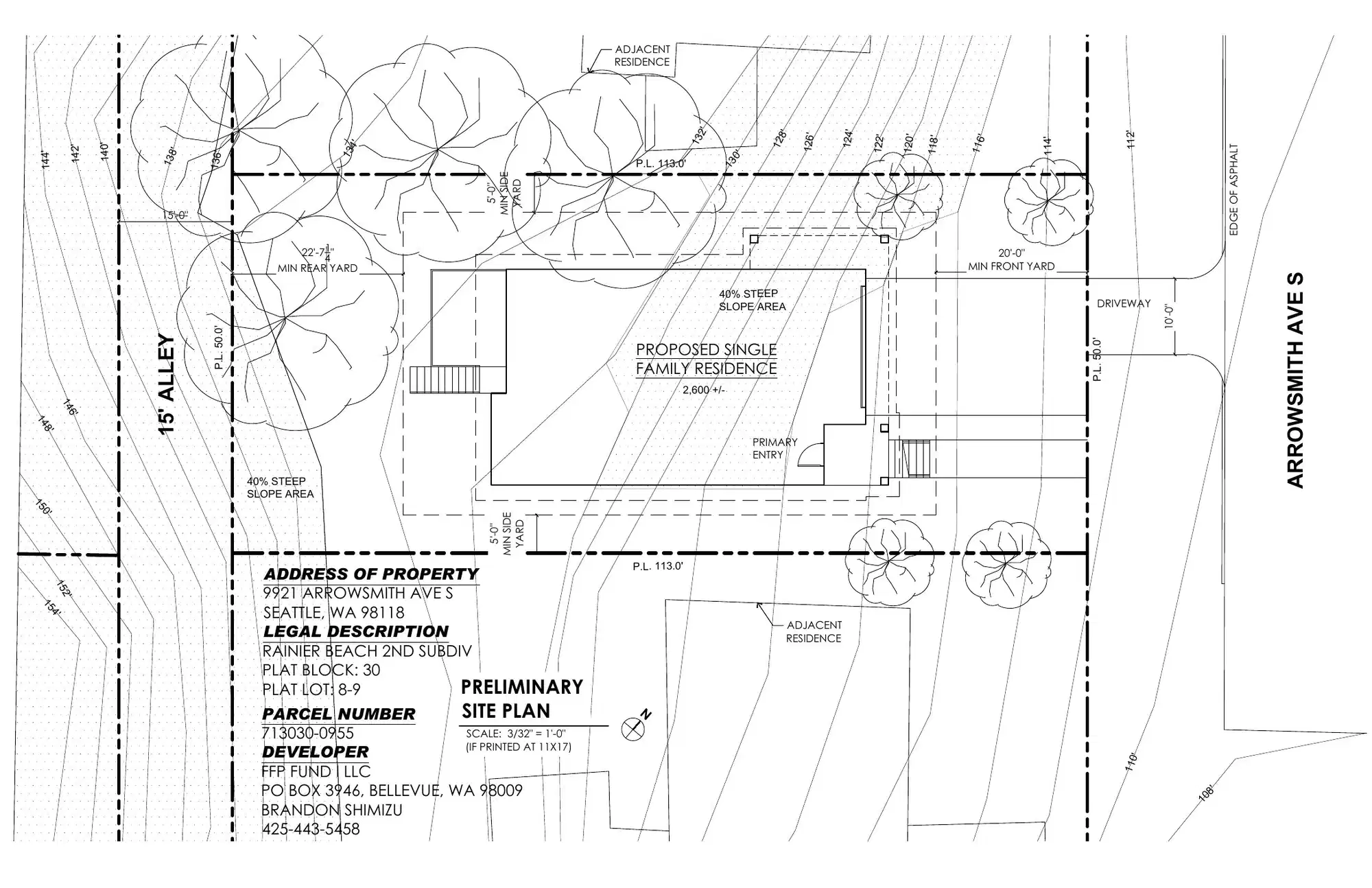Site plan for 9921 Arrowsmith Ave S
