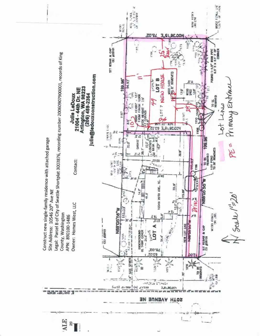 Site plan for 10546 20th Ave NE