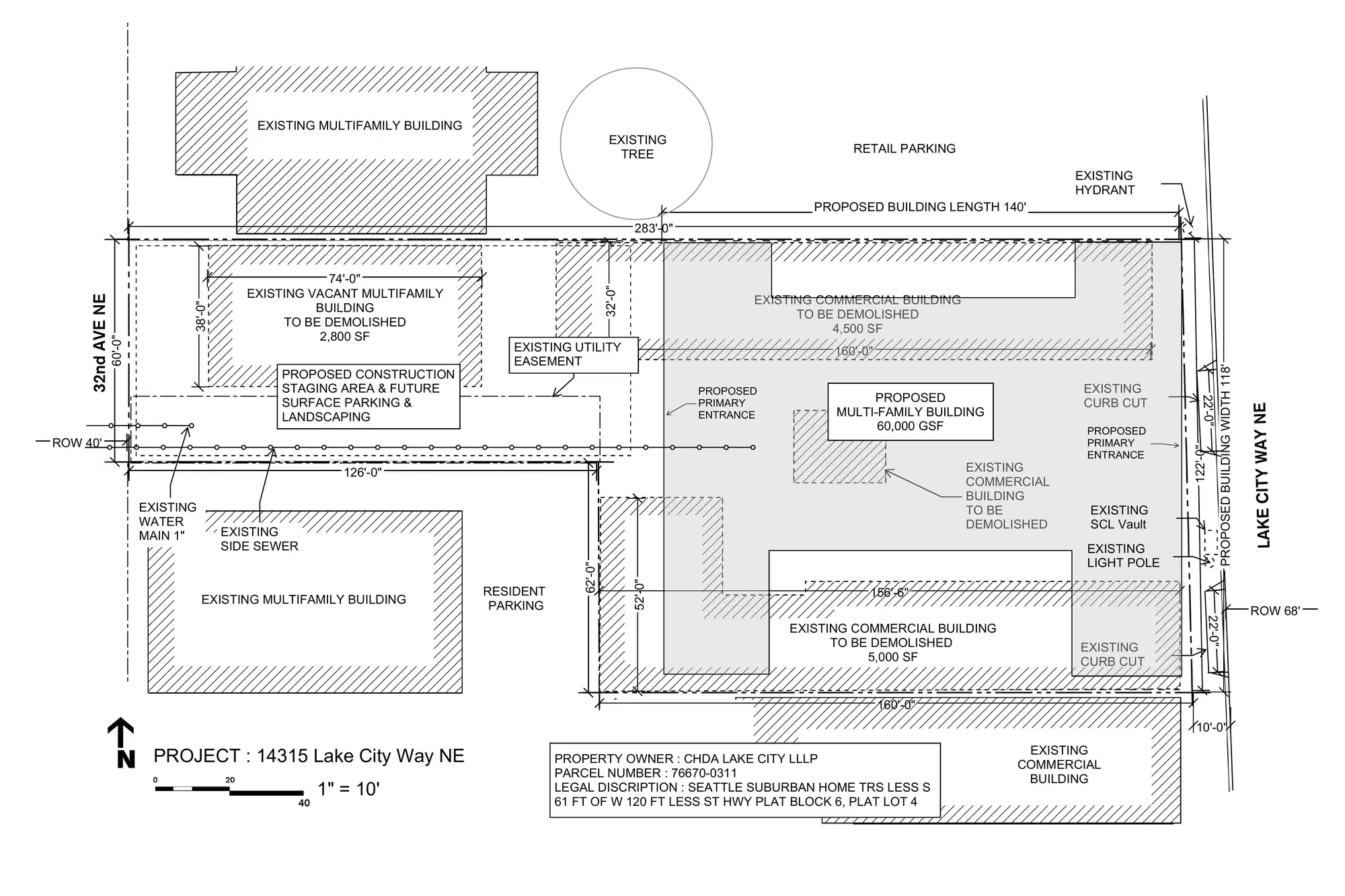 Site plan for 14315 Lake City Way NE