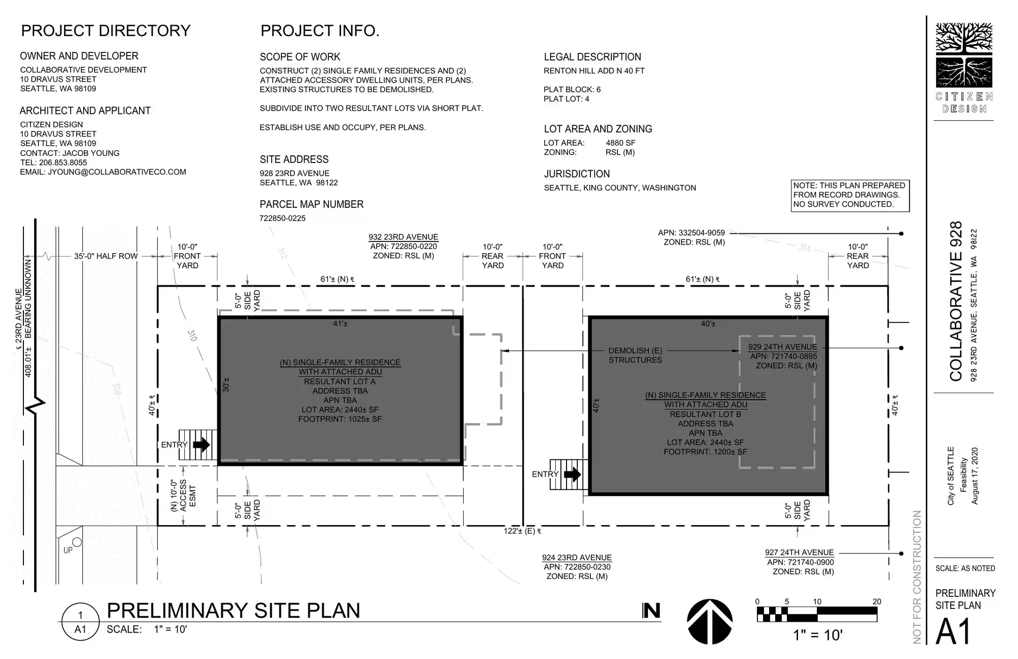Site plan for 928 23rd Ave