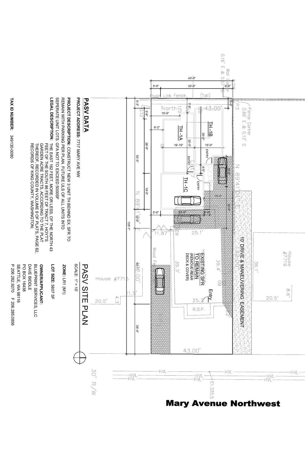 Site plan for 7717 Mary Ave NW