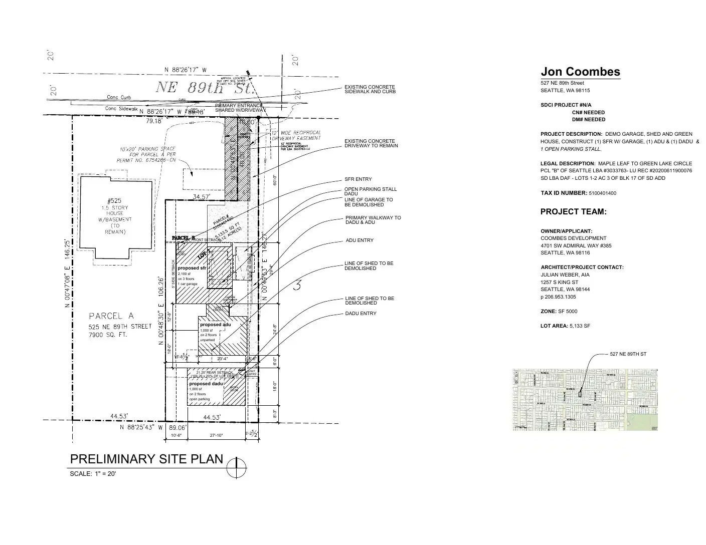 Site plan for 527 NE 89th St
