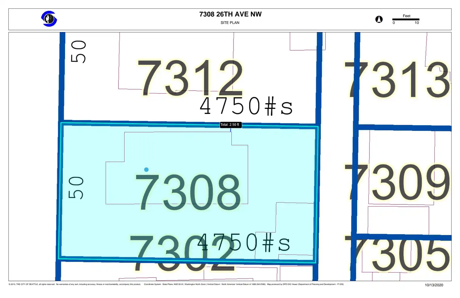 Site plan for 7308 26th Ave NW