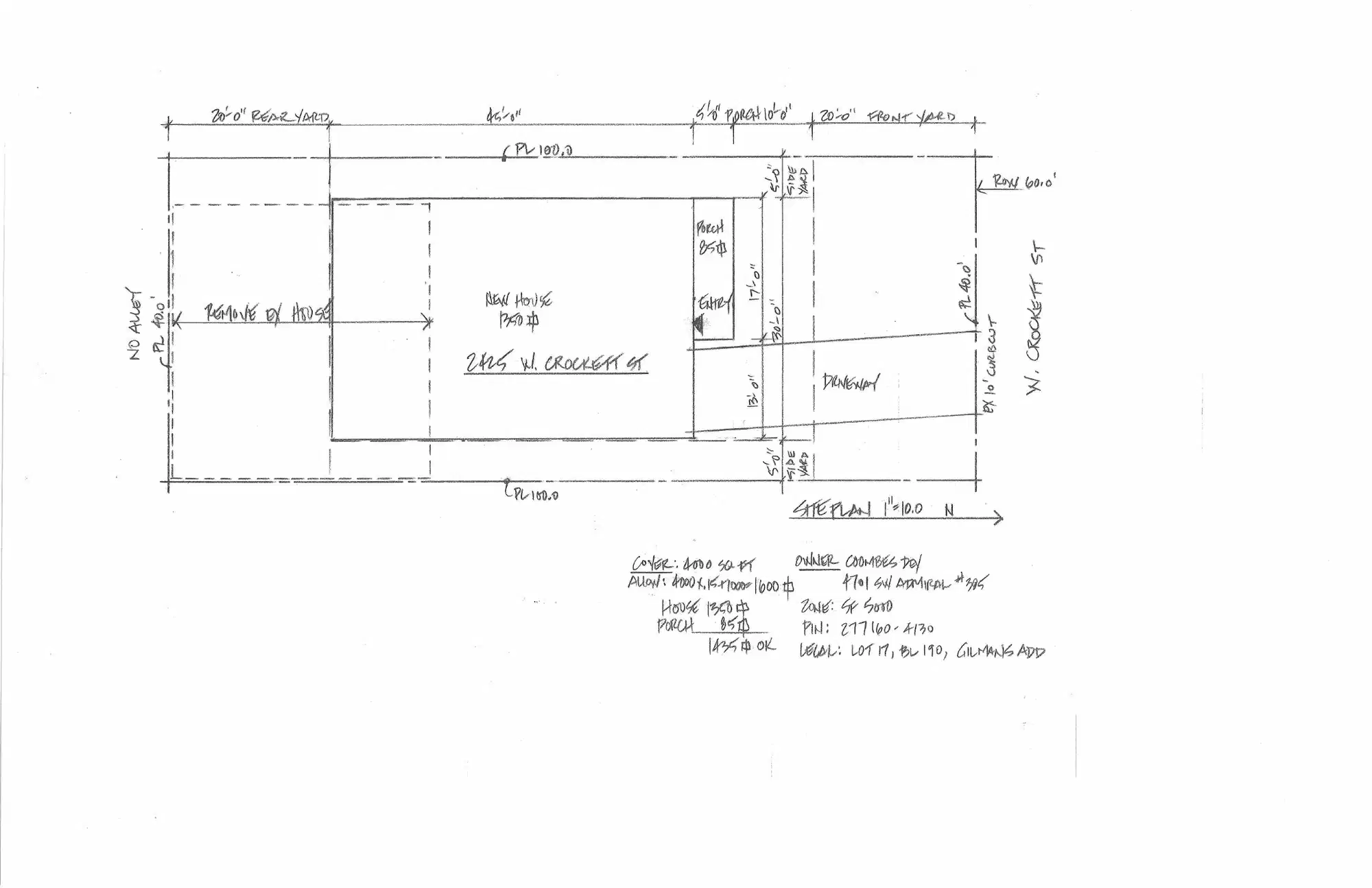 Site plan for 2425 W Crockett St