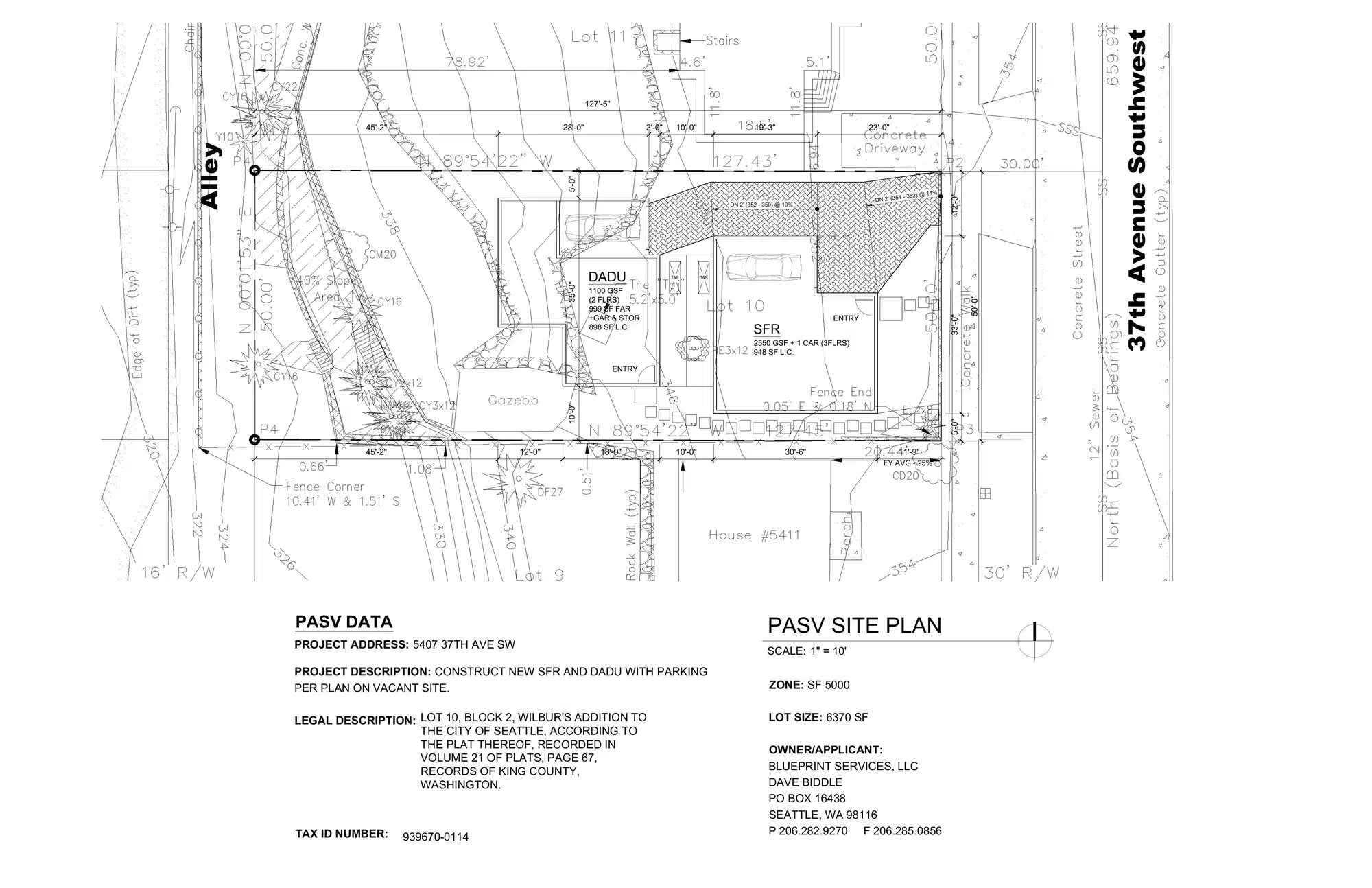 Site plan for 5409 37th Ave SW