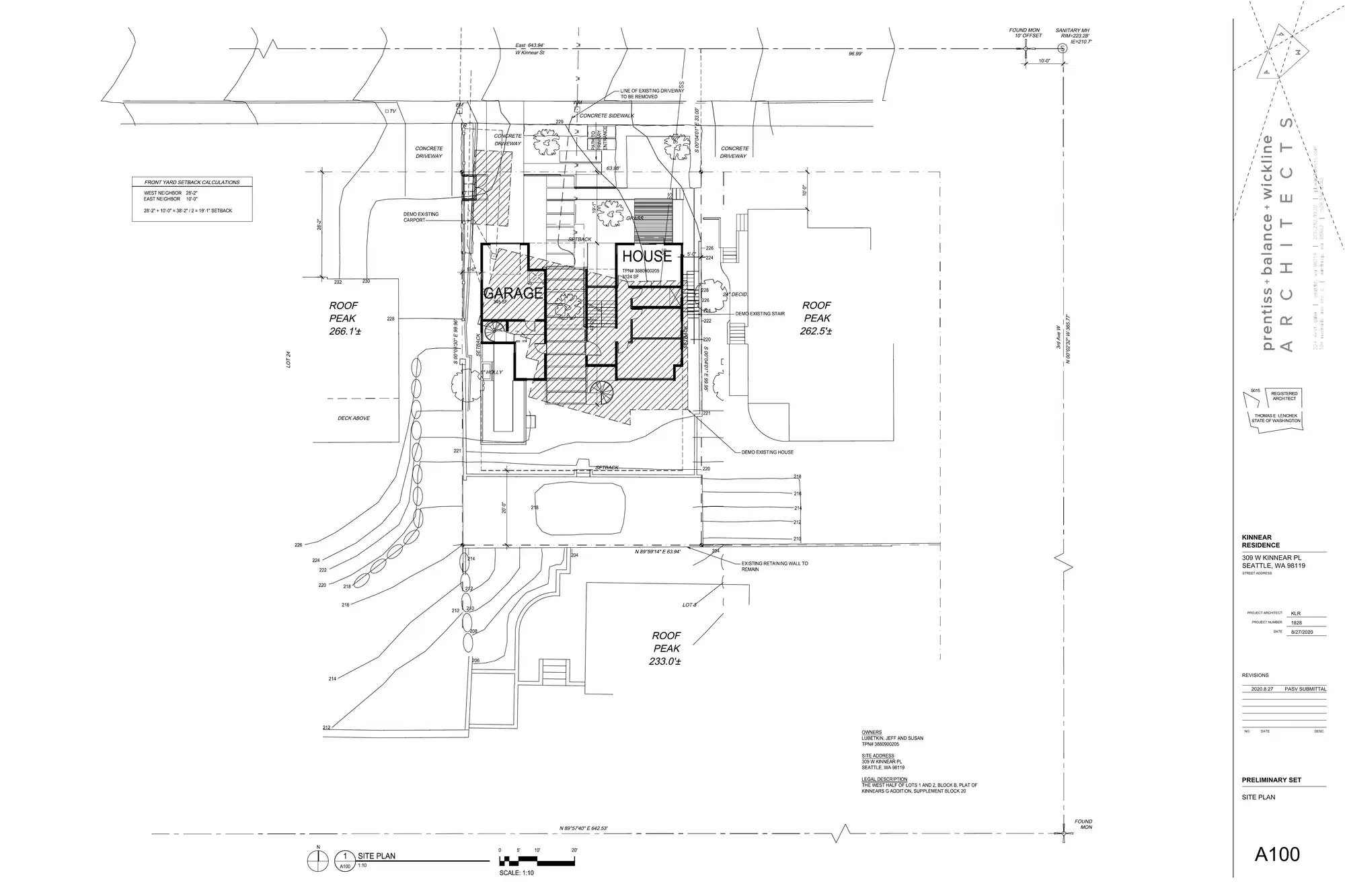 Site plan for 309 W Kinnear Pl