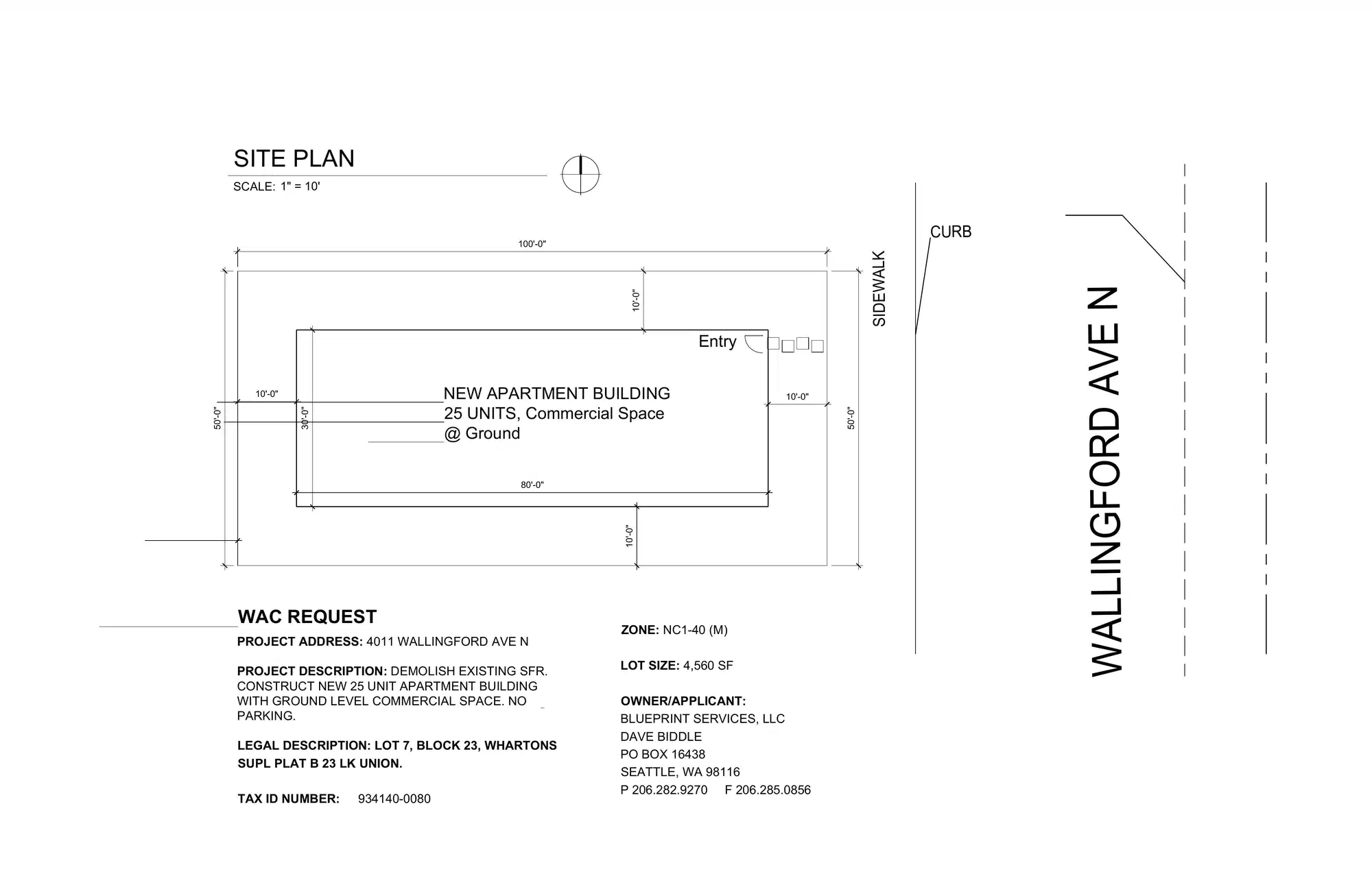 Site plan for 4011 Wallingford Ave N
