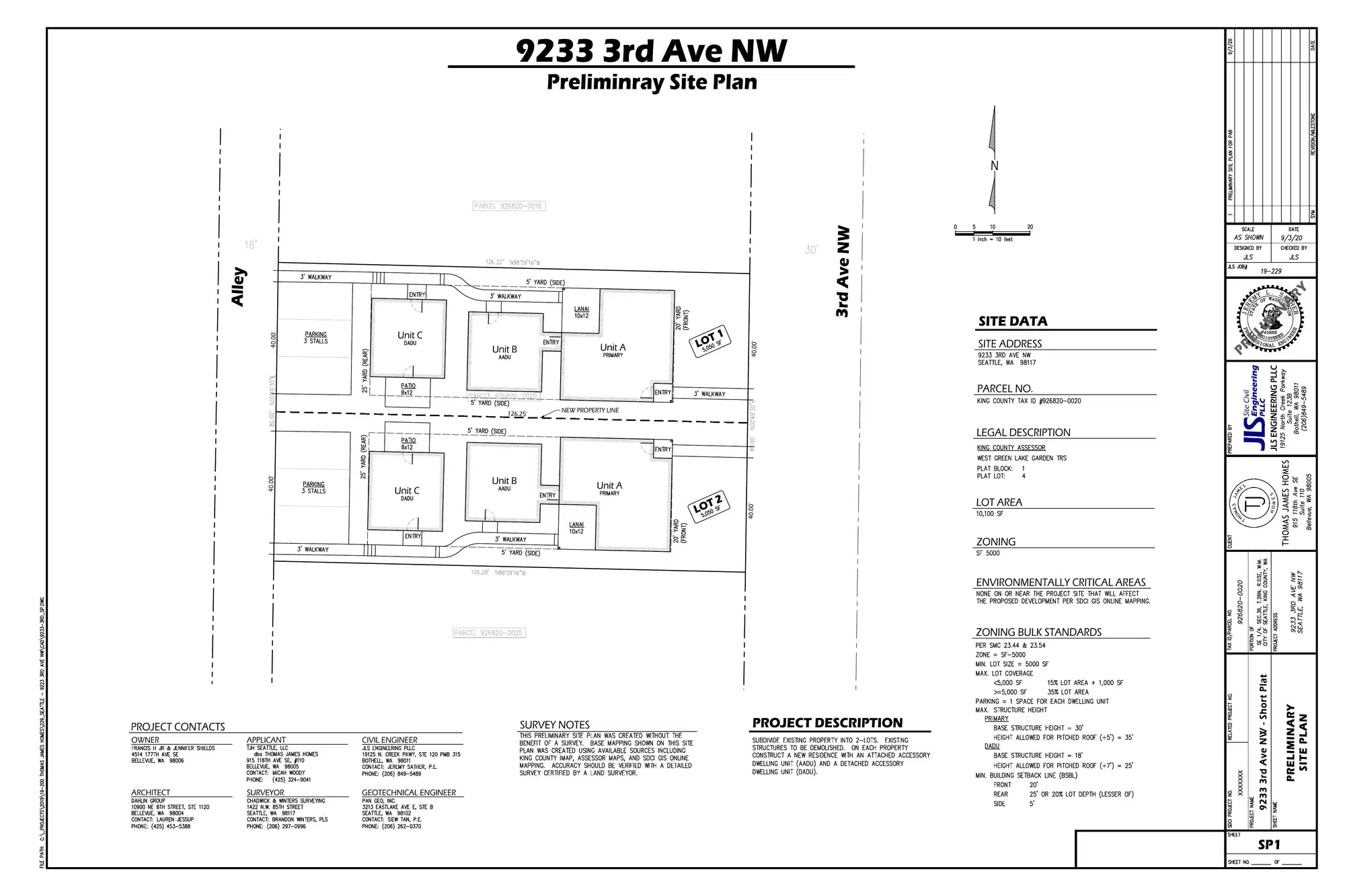 Site plan for 9233 3rd Ave NW