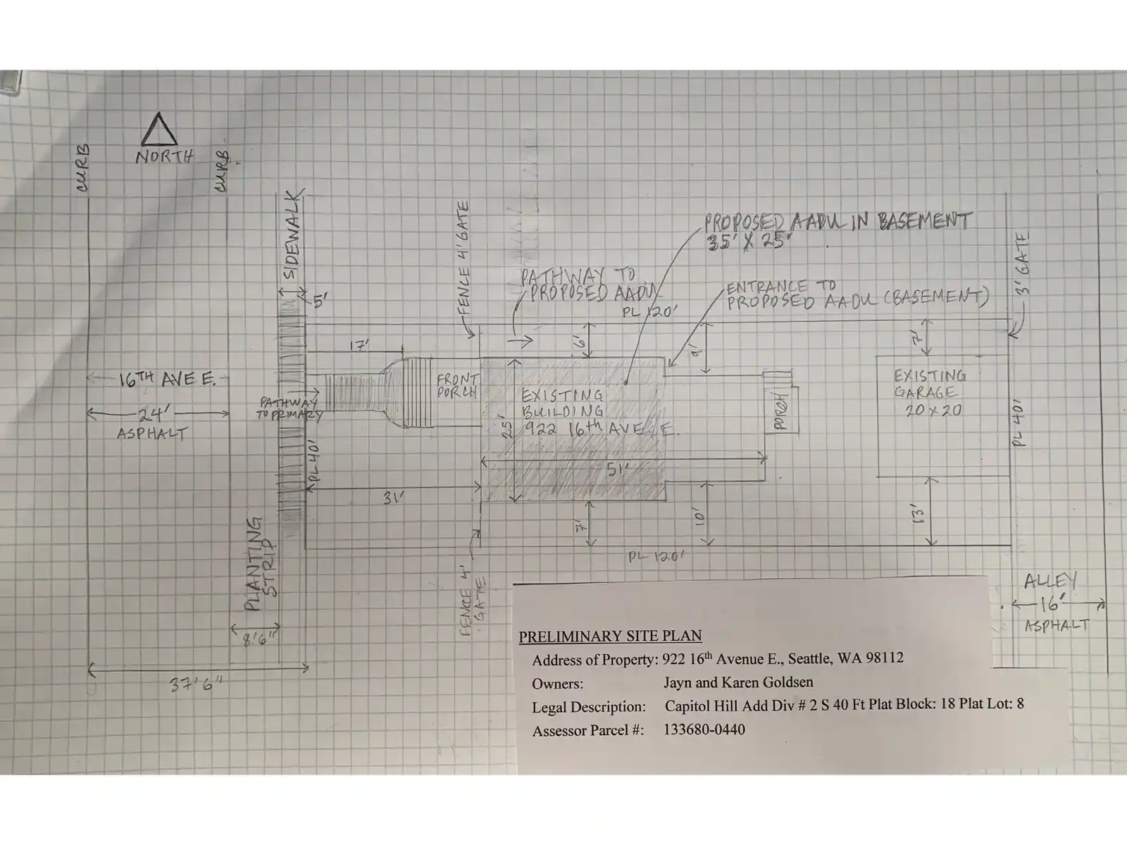Site plan for 922 16th Ave E