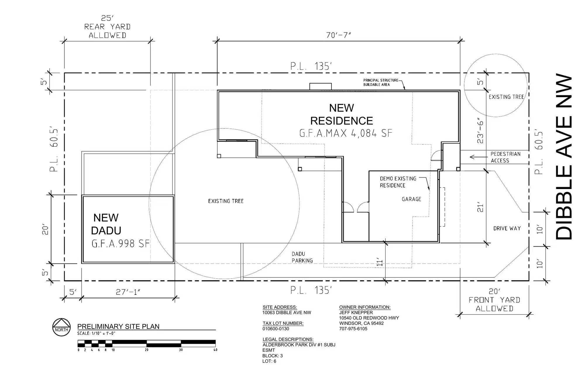 Site plan for 10063 Dibble Ave NW