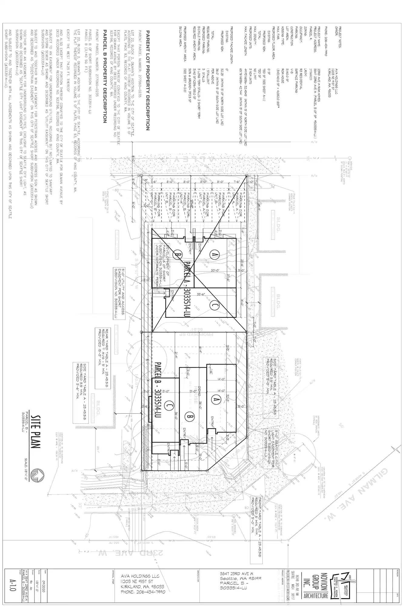 Site plan for 3847 23rd Ave W
